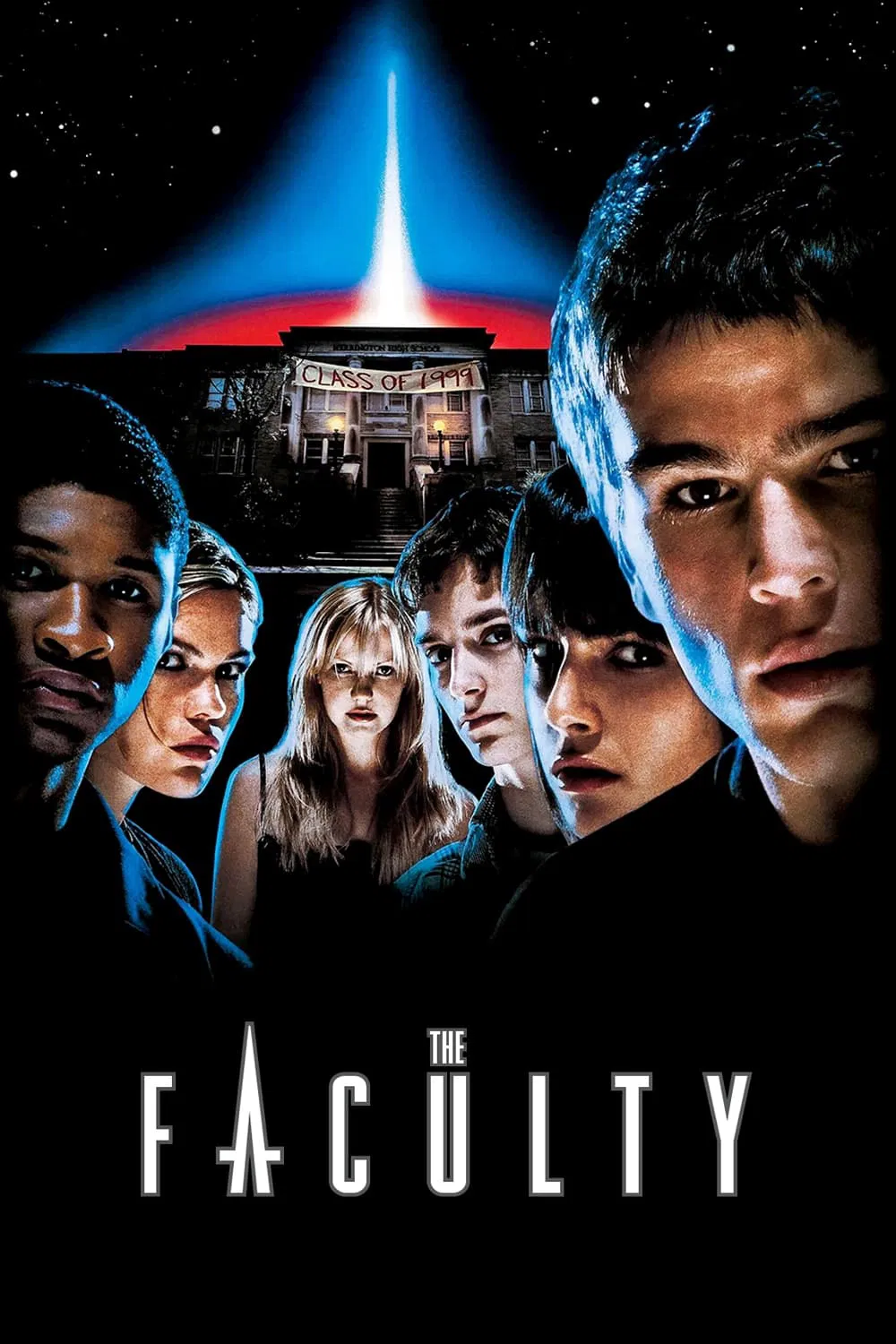 Poster chính thức của phim Phim Kinh Dị, Phim Viễn Tưởng "Ký Sinh Trùng Ngoài Hành Tinh" (The Faculty - 1998), với sự tham gia của diễn viên Josh Hartnett và Elijah Wood.
