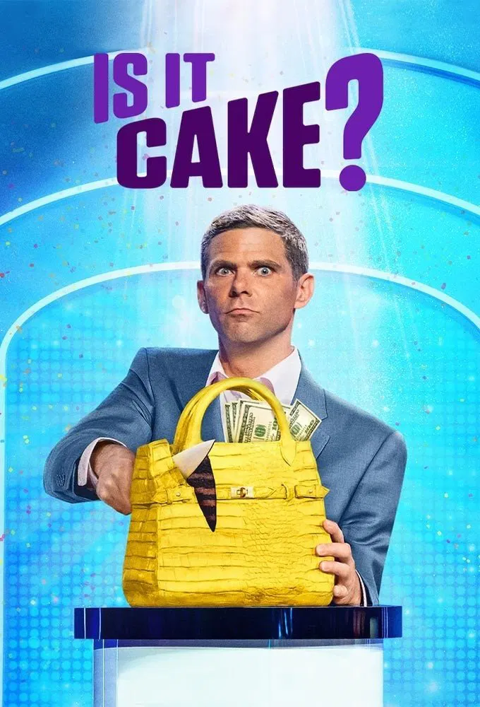 Poster chính thức của phim Truyền Hình Thực Tế "Là Bánh Hay Gì? (Phần 2)" (Is It Cake? - 2022), với sự tham gia của diễn viên Mikey Day.