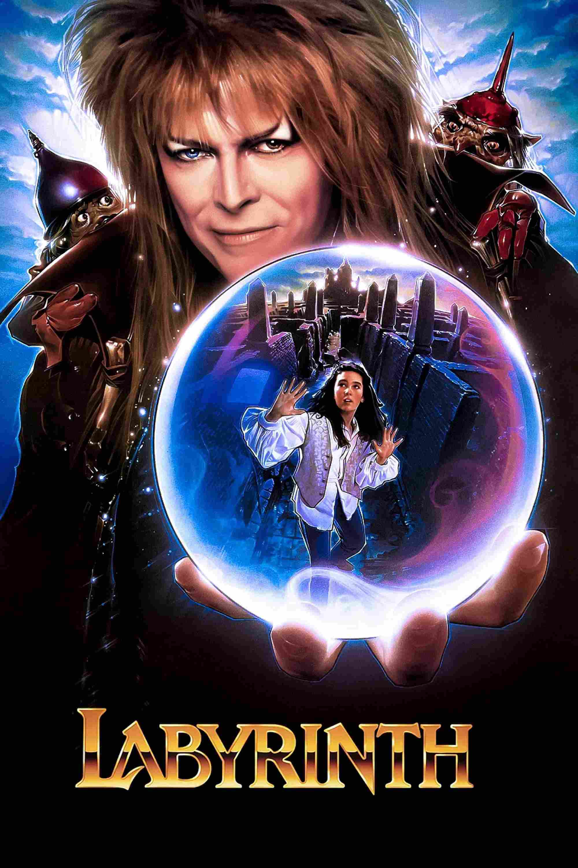 Poster chính thức của phim Phim Phiêu Lưu, Phim Gia Đình "Labyrinth: Mê Cung" (Labyrinth - 1986), với sự tham gia của diễn viên David Bowie và Jennifer Connelly.