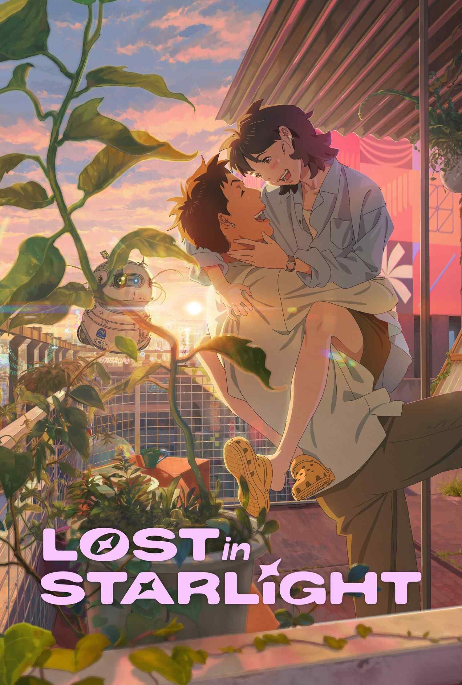Poster chính thức của phim Phim Hoạt Hình, Phim Tình Cảm "Lạc trong ánh sao" (Lost in Starlight - 2025), với sự tham gia của diễn viên Kim Tae-ri và Hong Kyung.