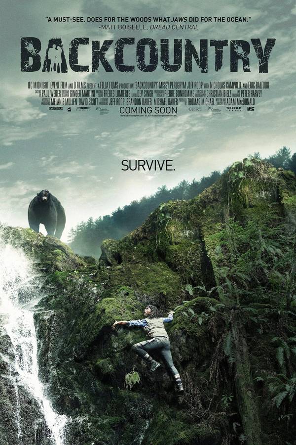Poster chính thức của phim Phim Kinh Dị, Phim Giật Gân "Lạc Vào Rừng Sâu" (Backcountry - 2015), với sự tham gia của diễn viên Missy Peregrym và Jeff Roop.