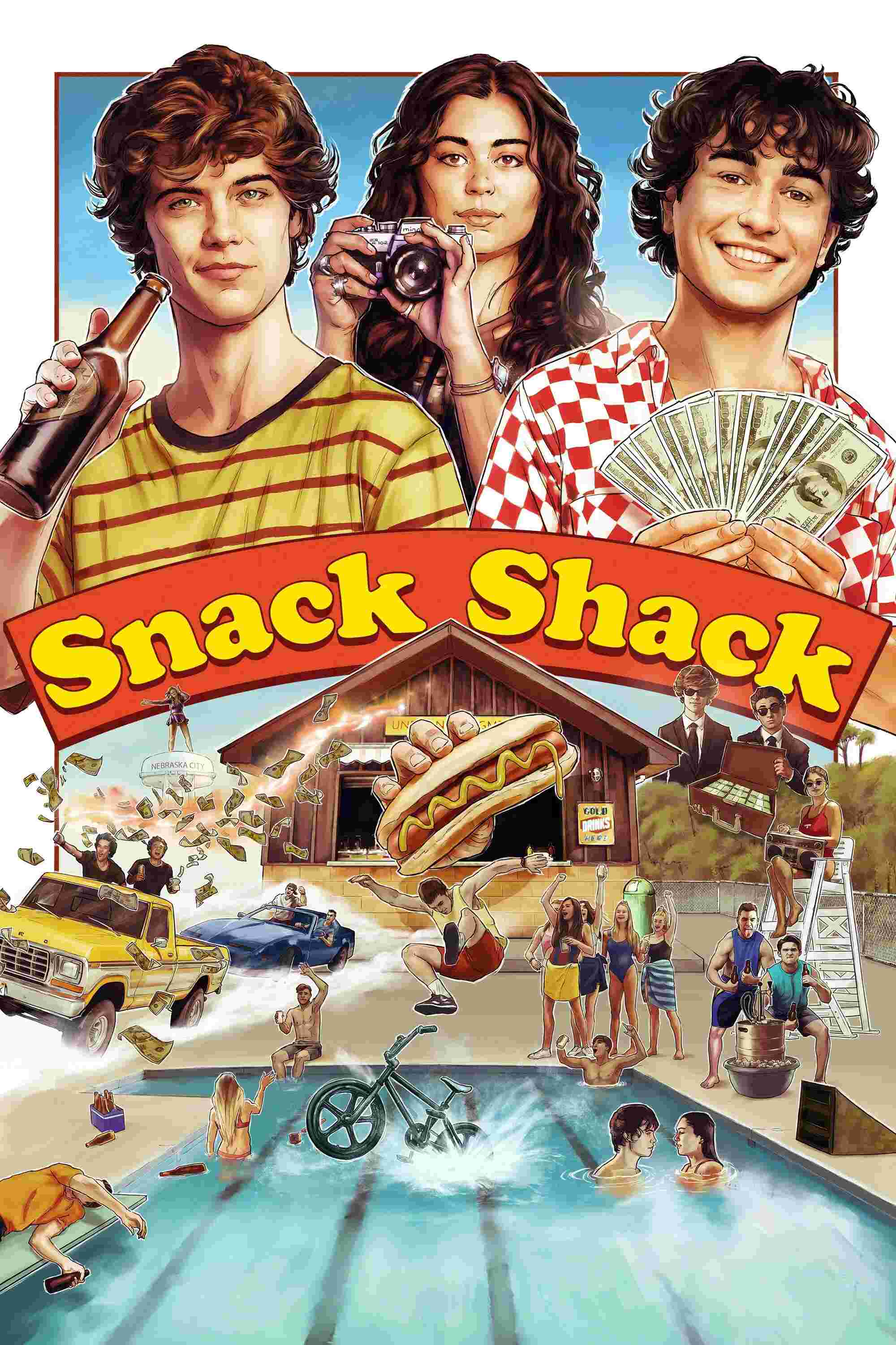 Poster chính thức của phim Phim Hài "Lán ăn vặt" (Snack Shack - 2024), với sự tham gia của diễn viên Conor Sherry và Gabriel LaBelle.