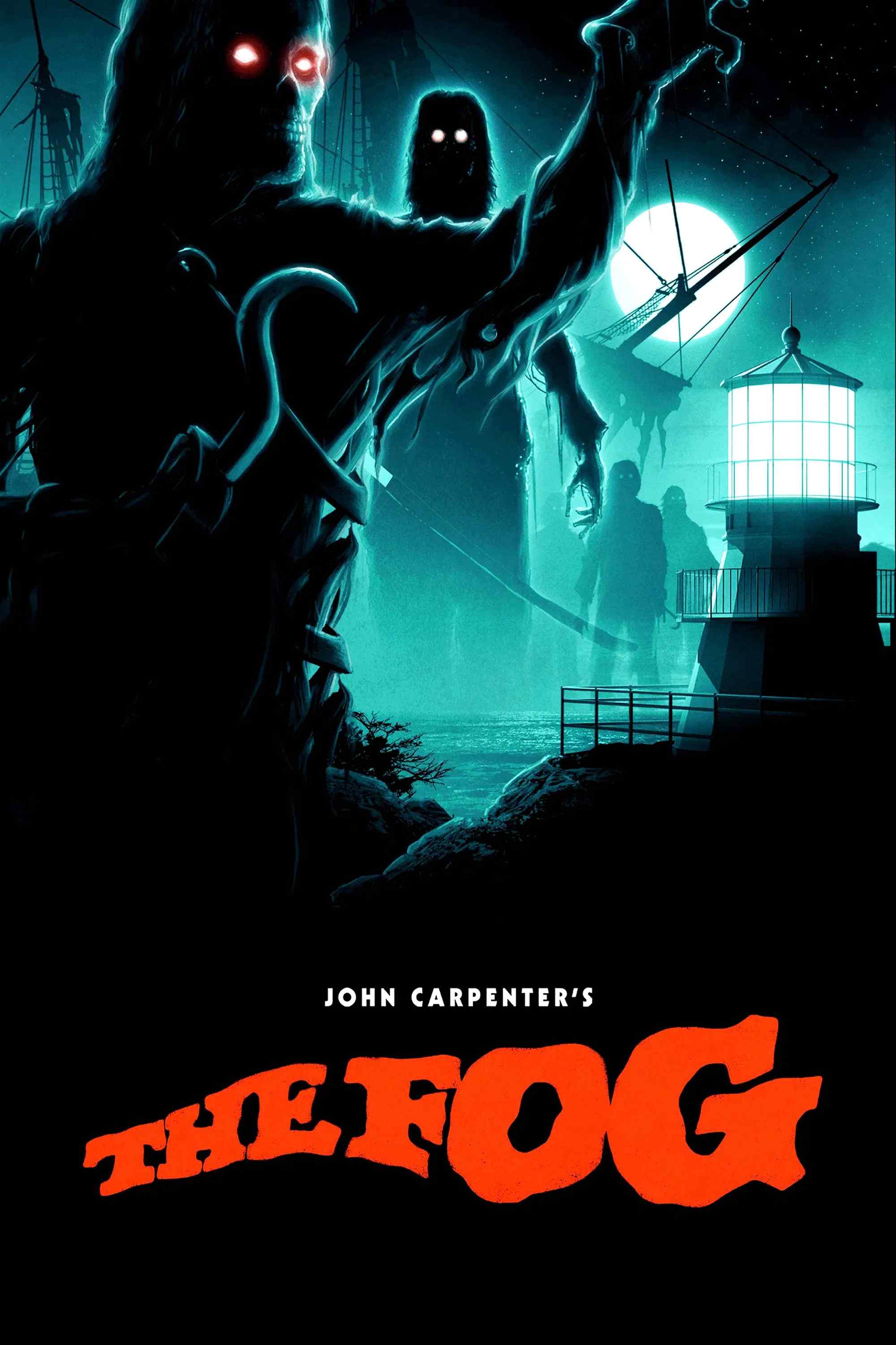 Poster chính thức của phim Phim Kinh Dị "Làn Sương Ma" (The Fog - 1980), với sự tham gia của diễn viên Adrienne Barbeau và Tom Atkins.