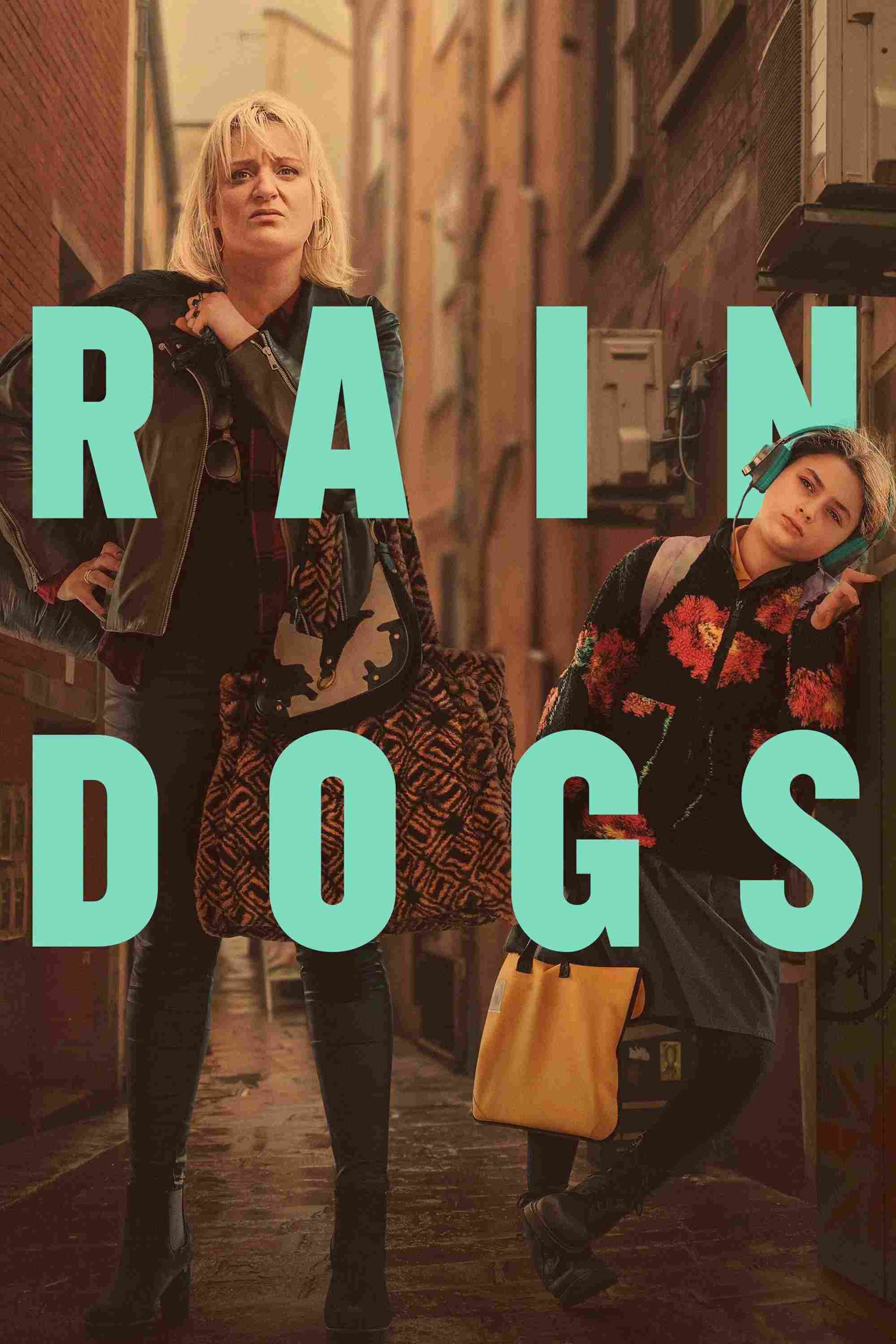 Poster chính thức của phim Phim Tâm Lý, Phim Hài "Lang Bạt" (Rain Dogs - 2023), với sự tham gia của diễn viên Daisy May Cooper và Jack Farthing.