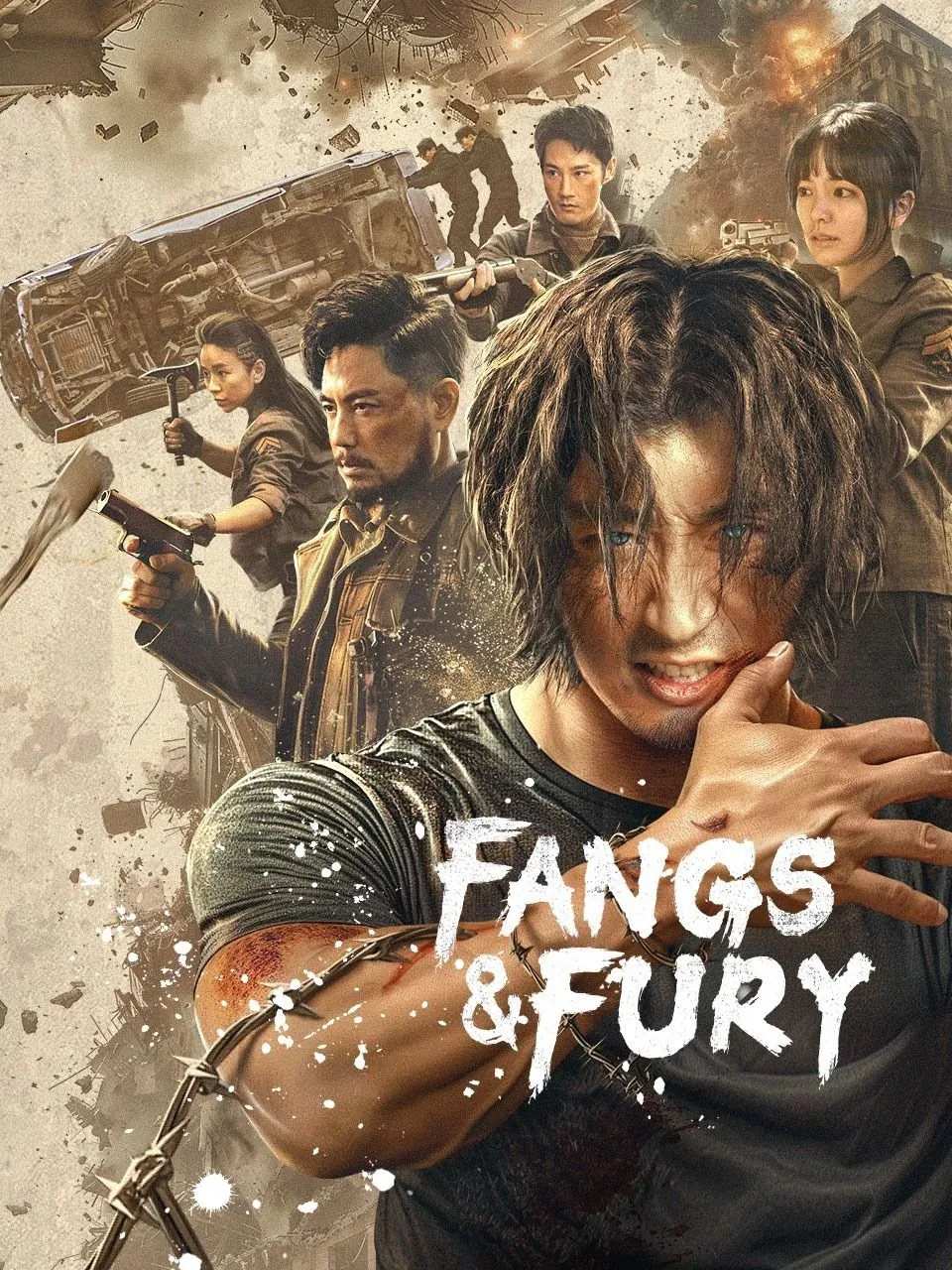 Poster chính thức của phim Phim Hành Động, Phim Viễn Tưởng "Lang Chiến" (Fangs & Fury - 2024), với sự tham gia của diễn viên Zhang Haoran và Amy Su.