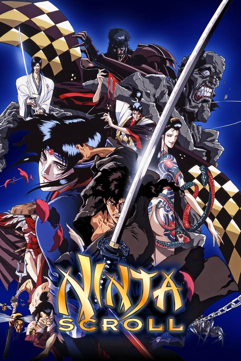 Poster chính thức của phim Phim Giả Tượng, Phim Phiêu Lưu "Lãng Khách Ninja" (Ninja Scroll - 1993), với sự tham gia của diễn viên Koichi Yamadera và Emi Shinohara.