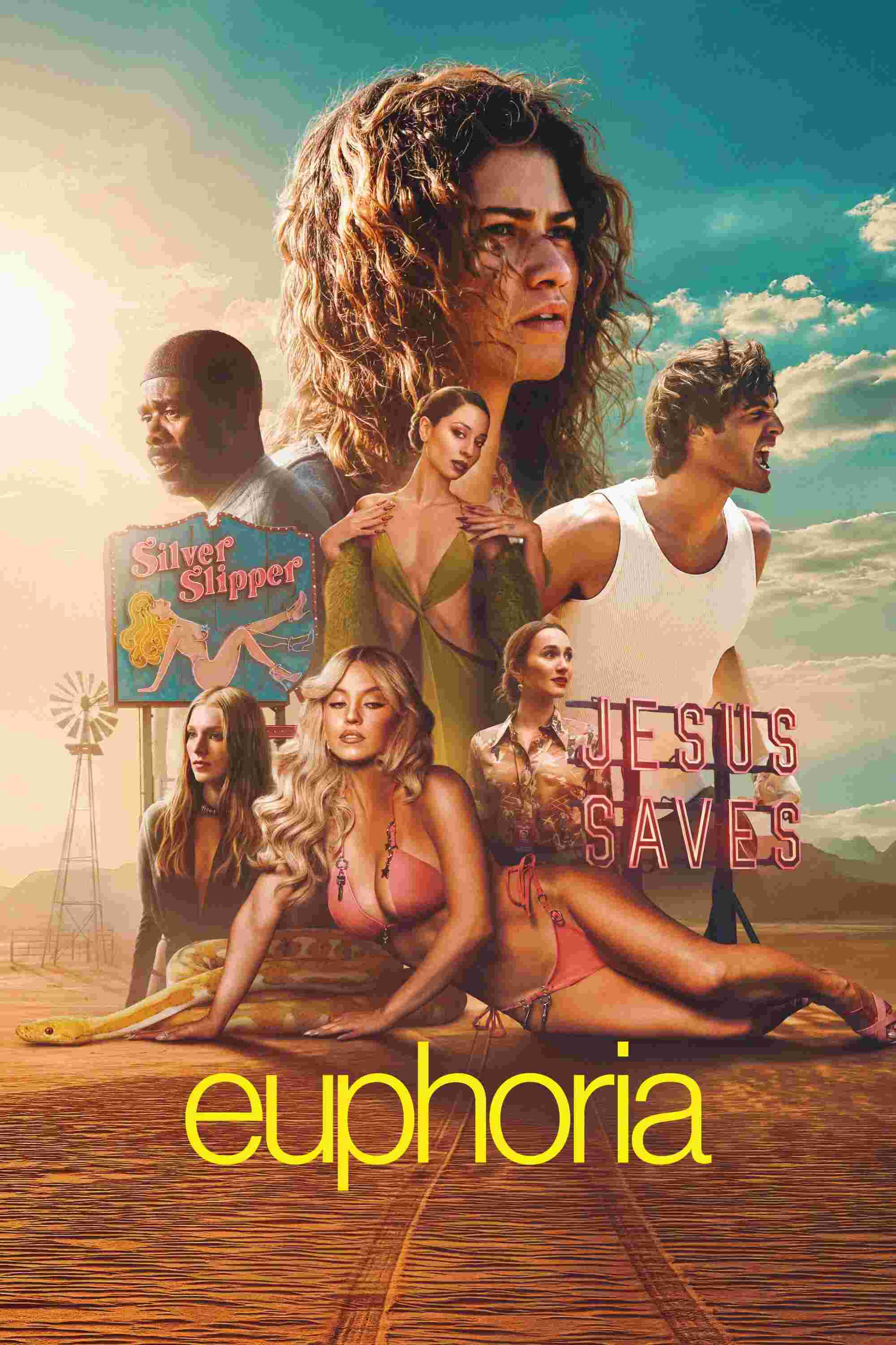 Poster chính thức của phim Phim Tâm Lý "Lâng Lâng (Phần 3)" (Euphoria - 2019), với sự tham gia của diễn viên Zendaya và Hunter Schafer.