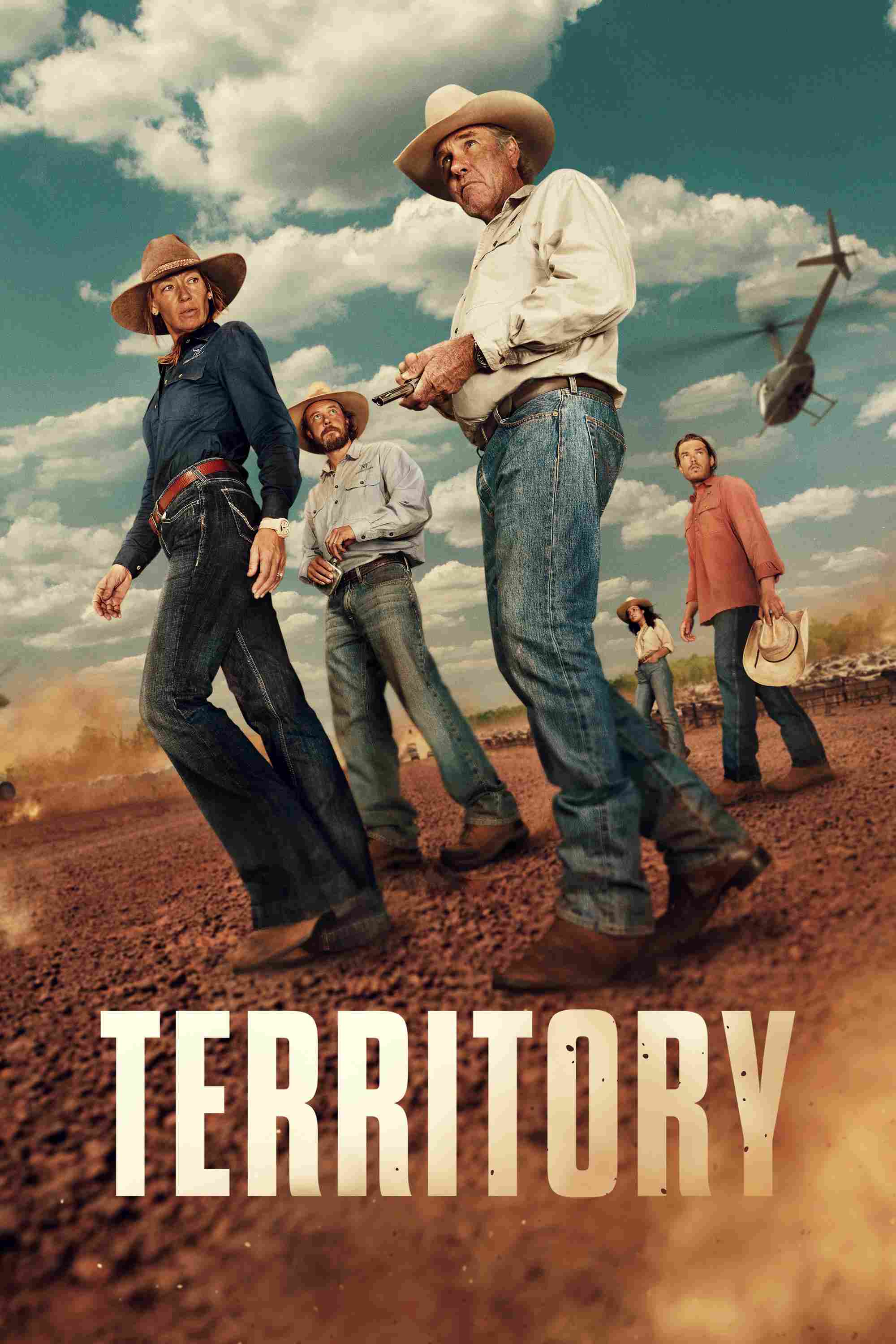 Poster chính thức của phim Phim Miền Tây, Phim Tâm Lý "Lãnh Địa Của Nhà Lawson" (Territory - 2024), với sự tham gia của diễn viên Anna Torv và Robert Taylor.