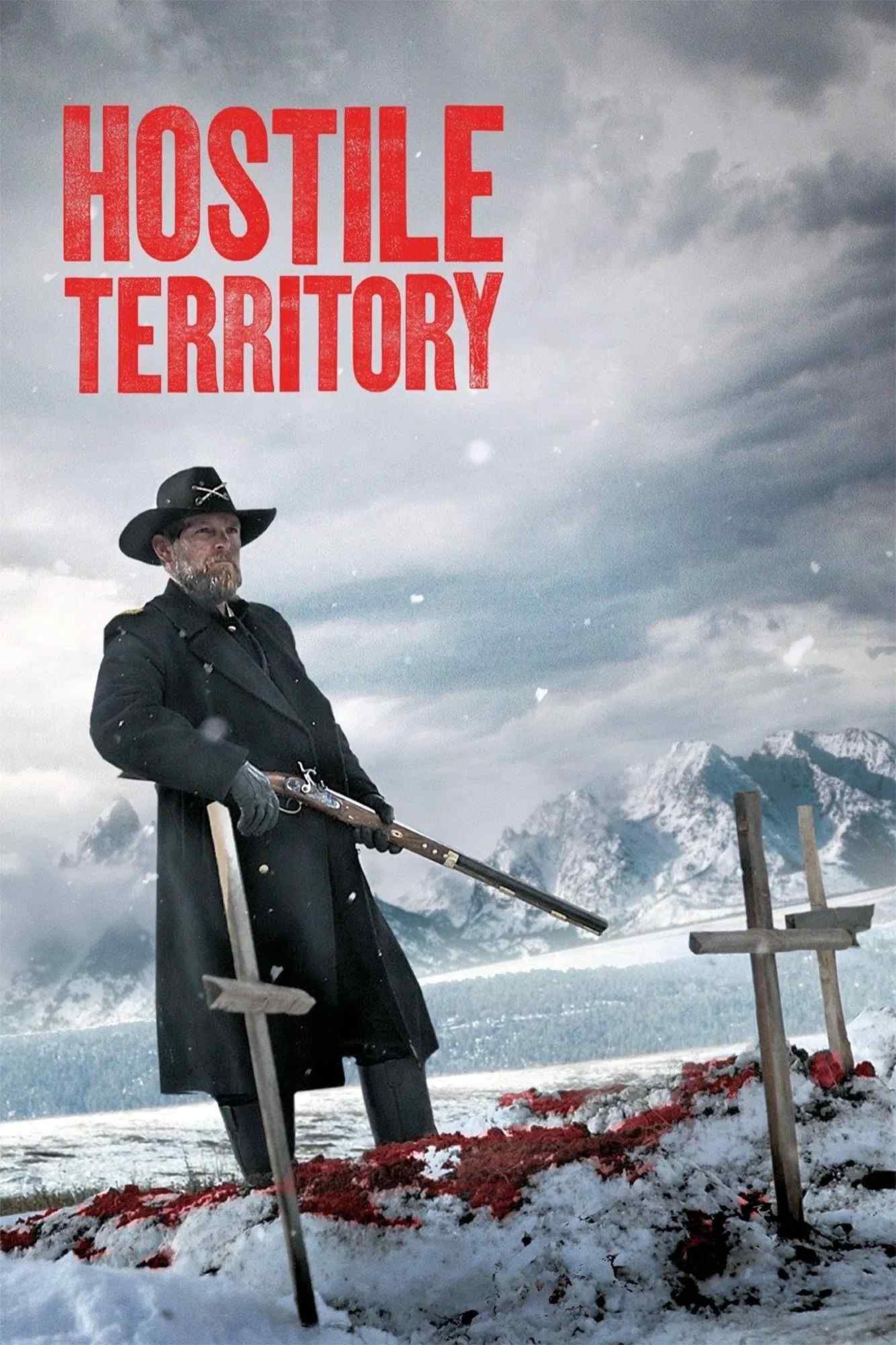 Poster chính thức của phim Phim Miền Tây, Phim Hành Động "Lãnh Thổ Thù Địch" (Hostile Territory - 2022), với sự tham gia của diễn viên Brian Presley và Matt McCoy.