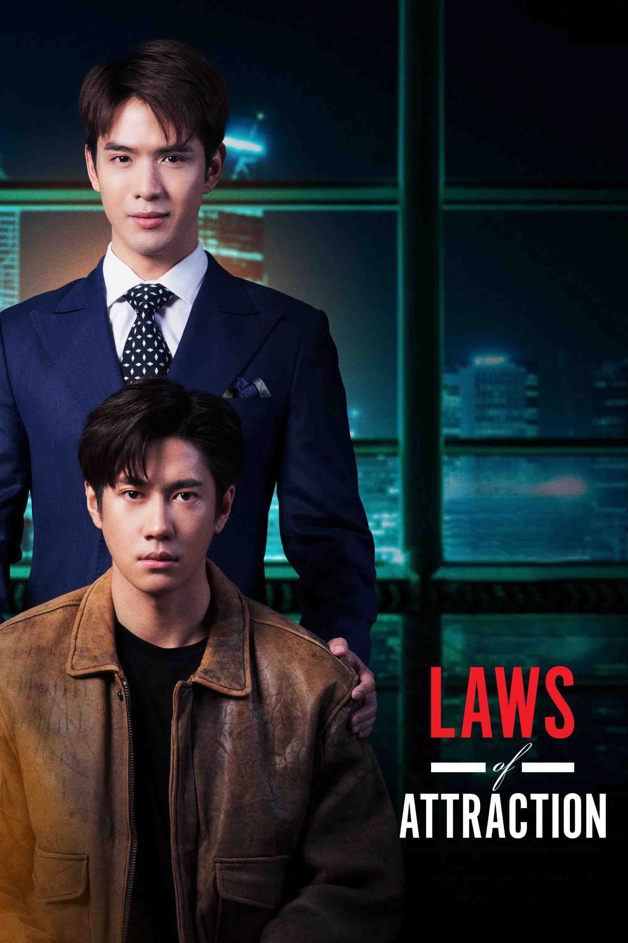 Poster chính thức của phim Phim Hình Sự, Phim Tâm Lý "Laws Of Attraction: Luật Hấp Dẫn" (Laws of Attraction - 2023), với sự tham gia của diễn viên Thanapat Kawila và Rachata Hampanont.