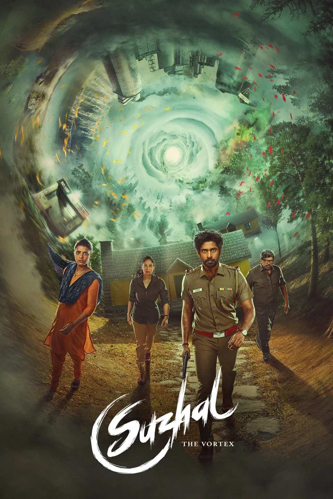 Poster chính thức của phim Phim Hình Sự, Phim Bí Ẩn "Lễ Hội Cướp Mồ" (Suzhal - The Vortex - 2022), với sự tham gia của diễn viên Kathir và Aishwarya Rajesh.