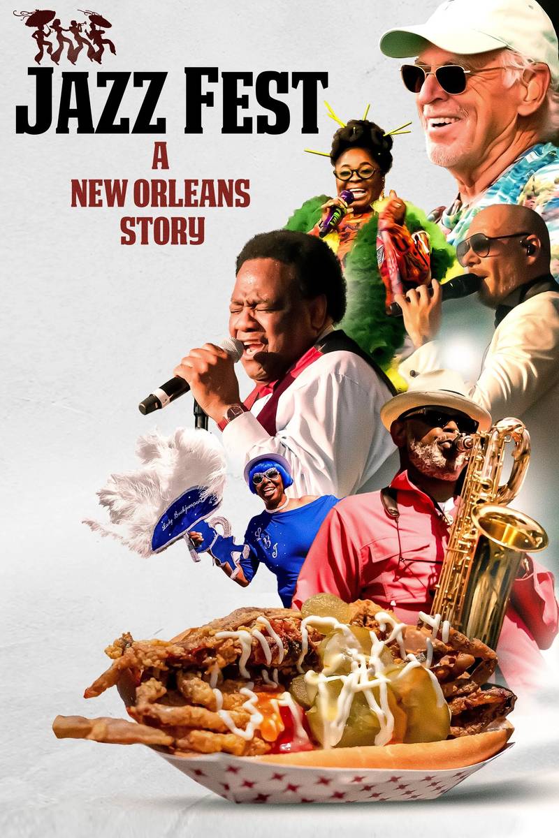 Poster chính thức của phim Phim Tài Liệu, Phim Ca Nhạc "Lễ Hội Jazz: Câu Chuyện New Orleans" (Jazz Fest: A New Orleans Story - 2022), với sự tham gia của diễn viên Bruce Springsteen và Jimmy Buffett.
