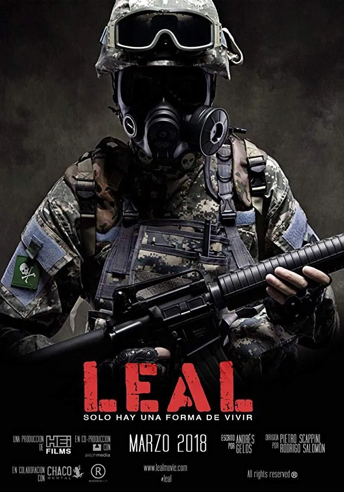 Poster chính thức của phim Phim Hành Động, Phim Hình Sự "Leal" (Leal - 2018), với sự tham gia của diễn viên Luis Aguirre và Fini Bocchino.