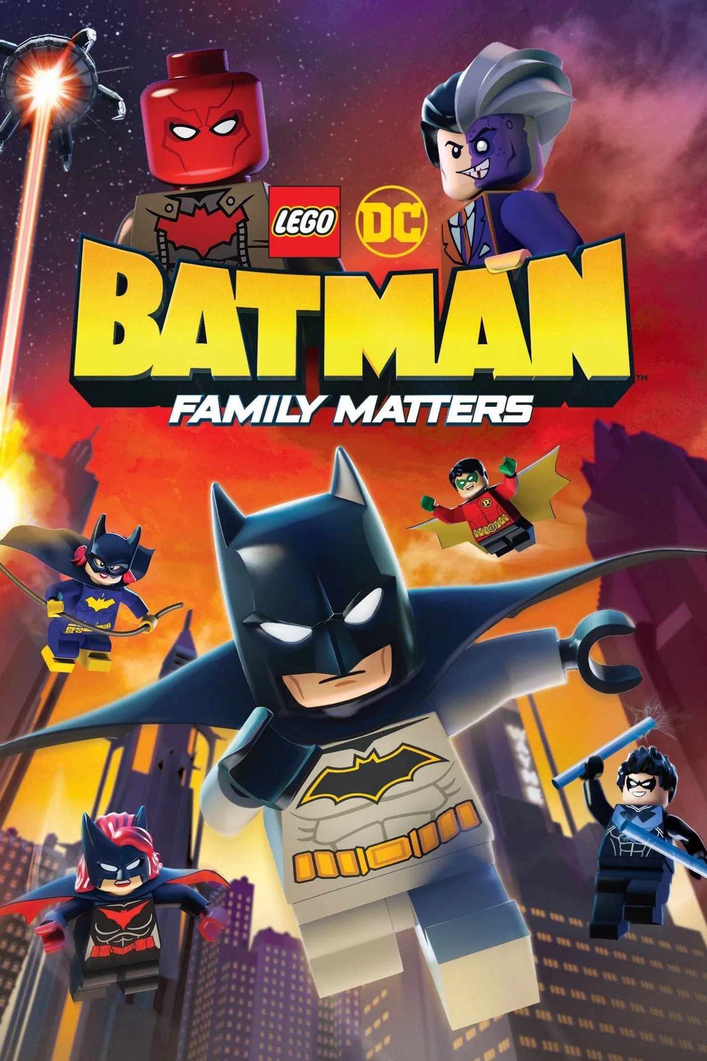 Poster chính thức của phim Phim Hoạt Hình, Phim Gia Đình "LEGO DC:  Người Dơi Và Vấn Đề Đại Gia Đình" (LEGO DC Batman: Family Matters - 2019), với sự tham gia của diễn viên Troy Baker và Jason Spisak.