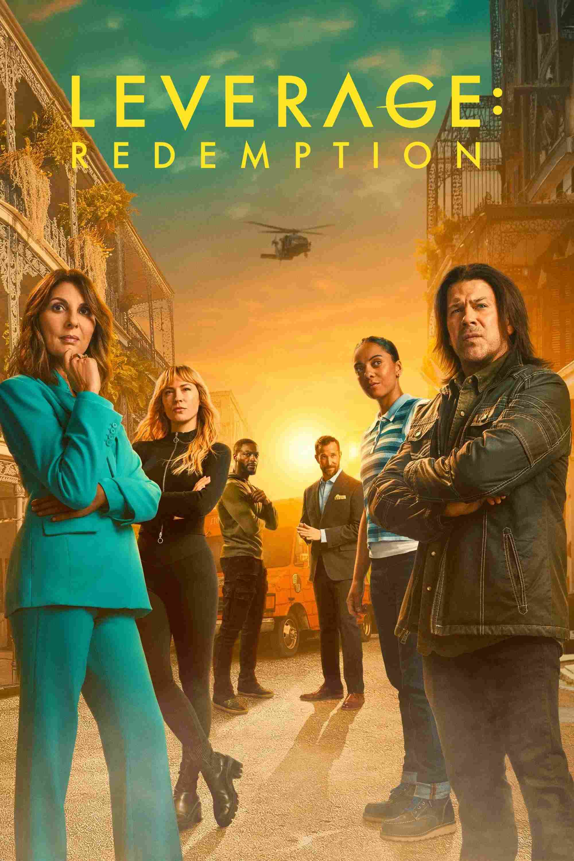 Poster chính thức của phim Phim Hành Động & Phiêu Lưu, Phim Hài "Đòn bẩy (Phần 1)" (Leverage: Redemption - 2021), với sự tham gia của diễn viên Gina Bellman và Christian Kane.