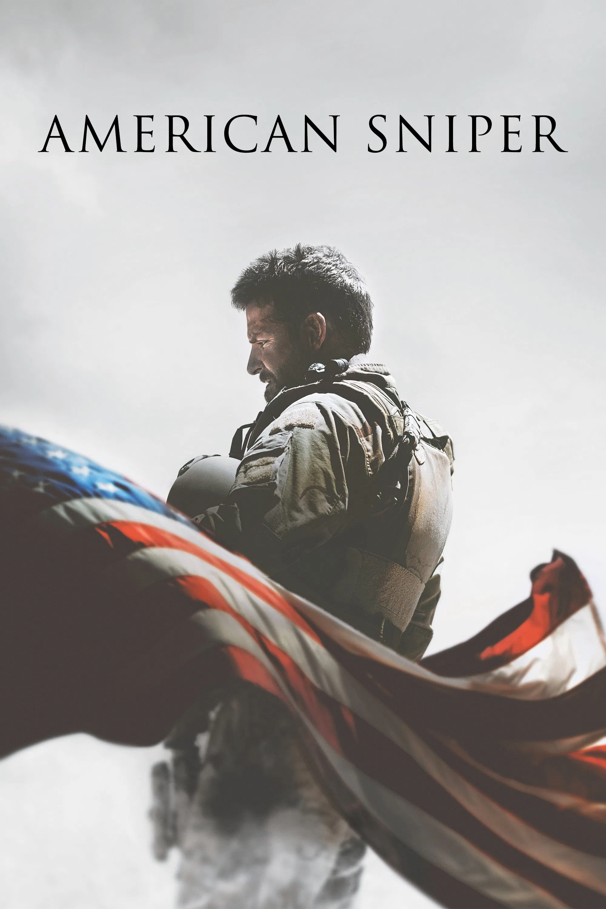 Poster chính thức của phim Phim Chiến Tranh, Phim Hành Động "Lính Bắn Tỉa" (American Sniper - 2014), với sự tham gia của diễn viên Bradley Cooper và Sienna Miller.