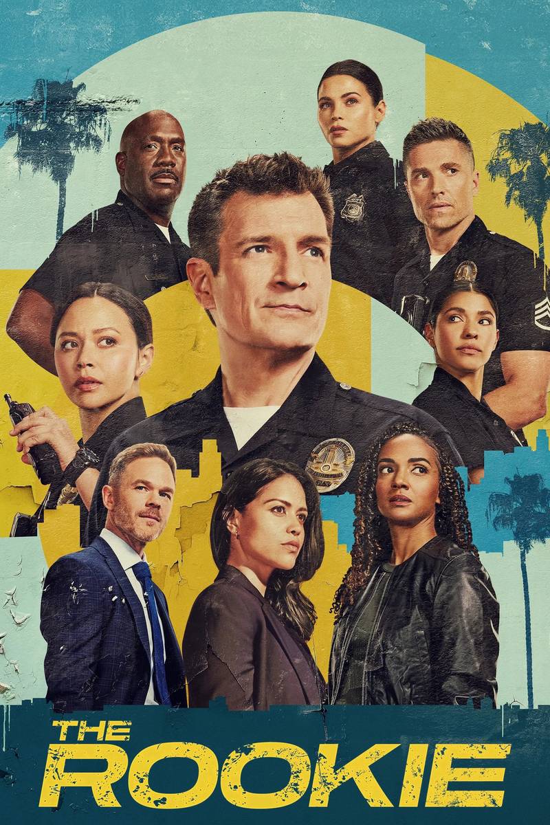 Poster chính thức của phim Phim Hình Sự, Phim Tâm Lý "Lính Mới (Phần 1)" (The Rookie - 2018), với sự tham gia của diễn viên Nathan Fillion và Melissa O'Neil.