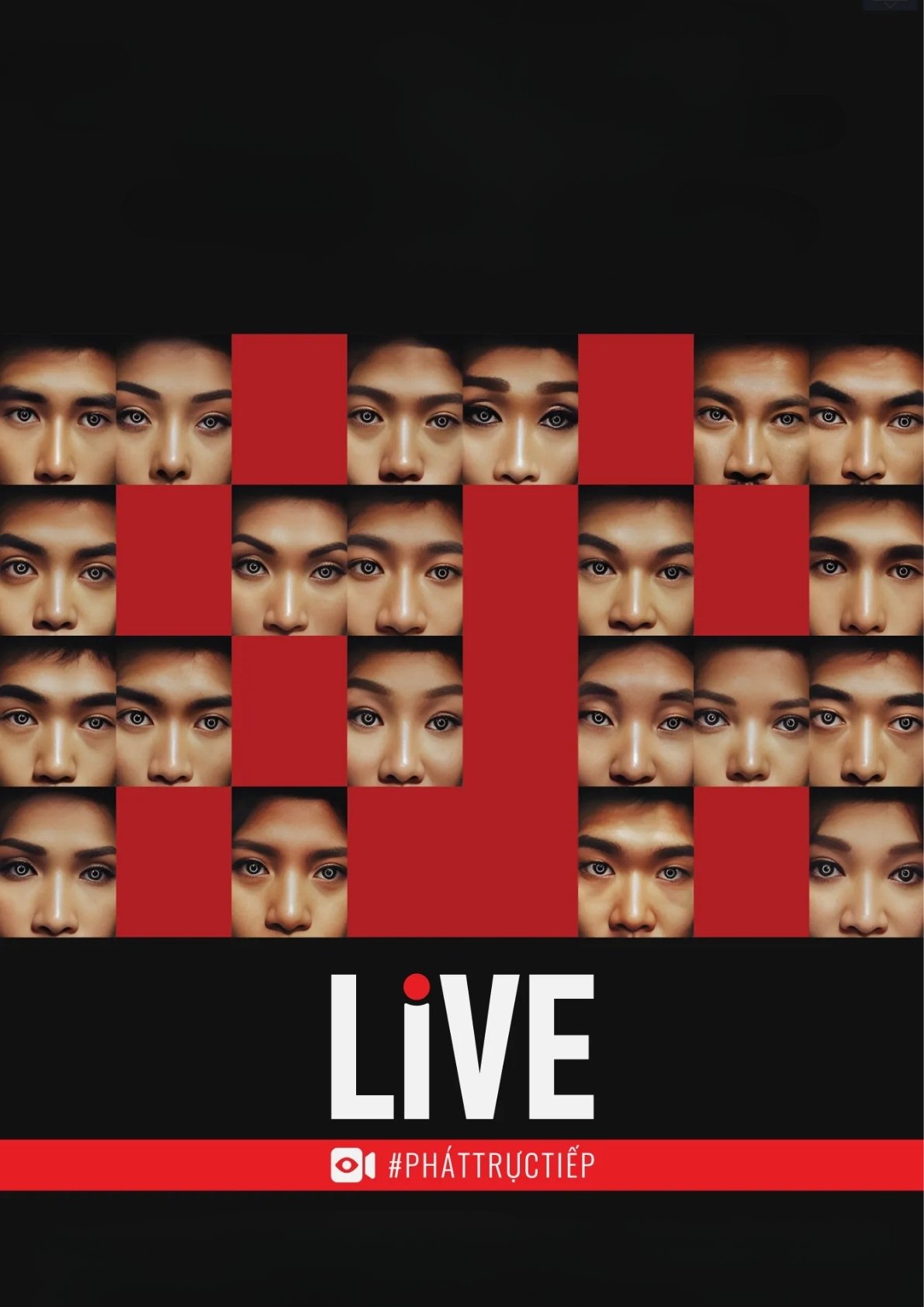 Poster chính thức của phim Phim Tâm Lý "Live - #pháttrựctiếp" (Live - 2023), với sự tham gia của diễn viên Ngọc Phước và Khả Như.