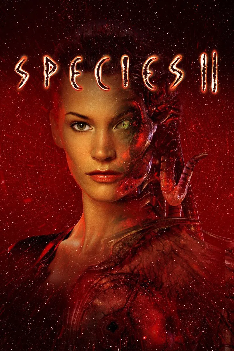 Poster chính thức của phim Phim Viễn Tưởng, Phim Hành Động "Loài Ác Độc 2" (Species II - 1998), với sự tham gia của diễn viên Michael Madsen và Natasha Henstridge.