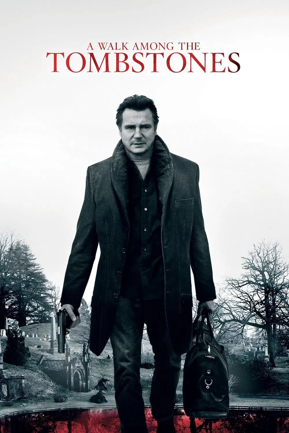 Poster chính thức của phim Phim Hình Sự, Phim Tâm Lý "Lối Đi Giữa Rừng Bia Mộ" (A Walk Among the Tombstones - 2014), với sự tham gia của diễn viên Liam Neeson và Dan Stevens.