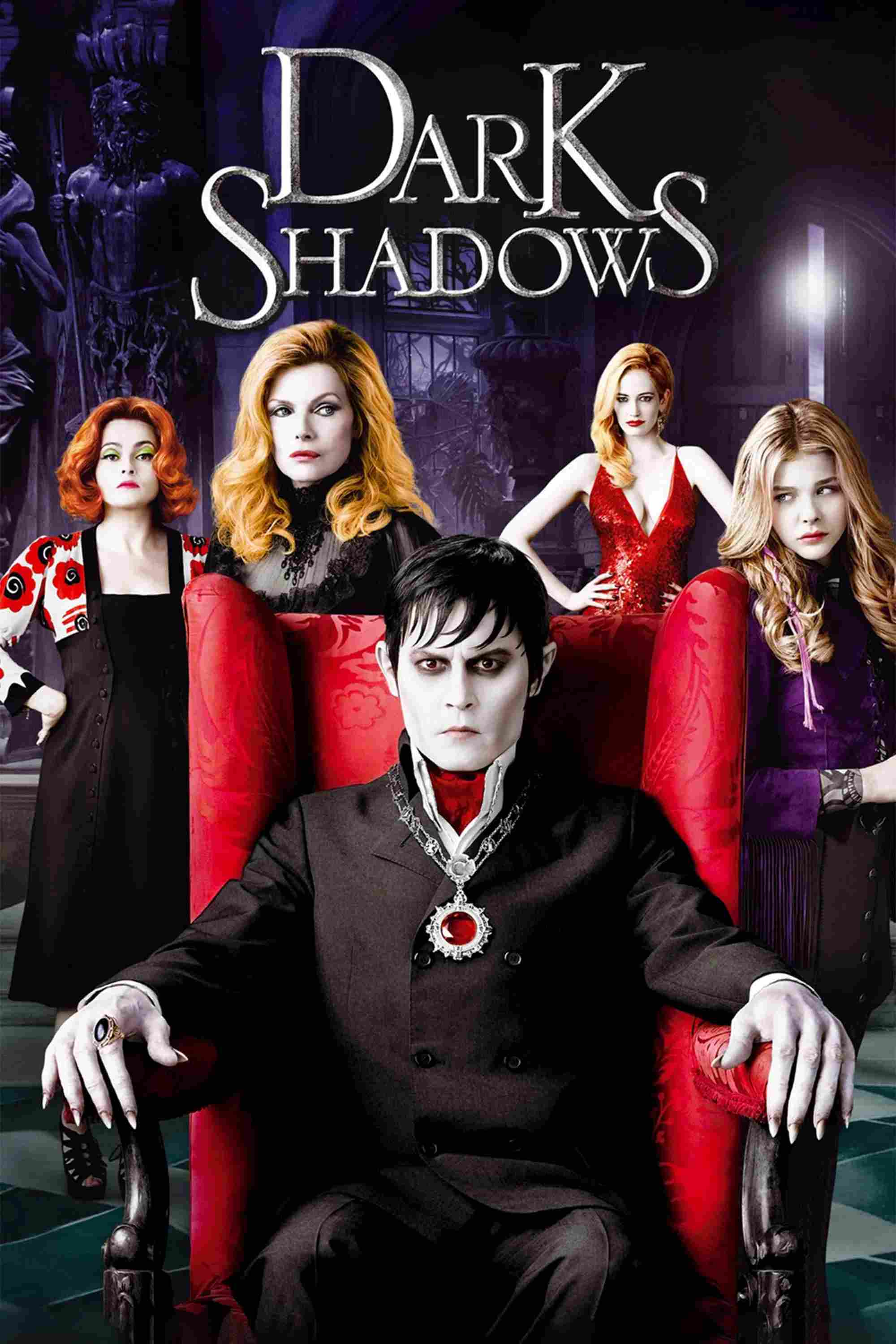 Poster chính thức của phim Phim Hài, Phim Giả Tượng "Lời Nguyền Bóng Đêm" (Dark Shadows - 2012), với sự tham gia của diễn viên Johnny Depp và Michelle Pfeiffer.