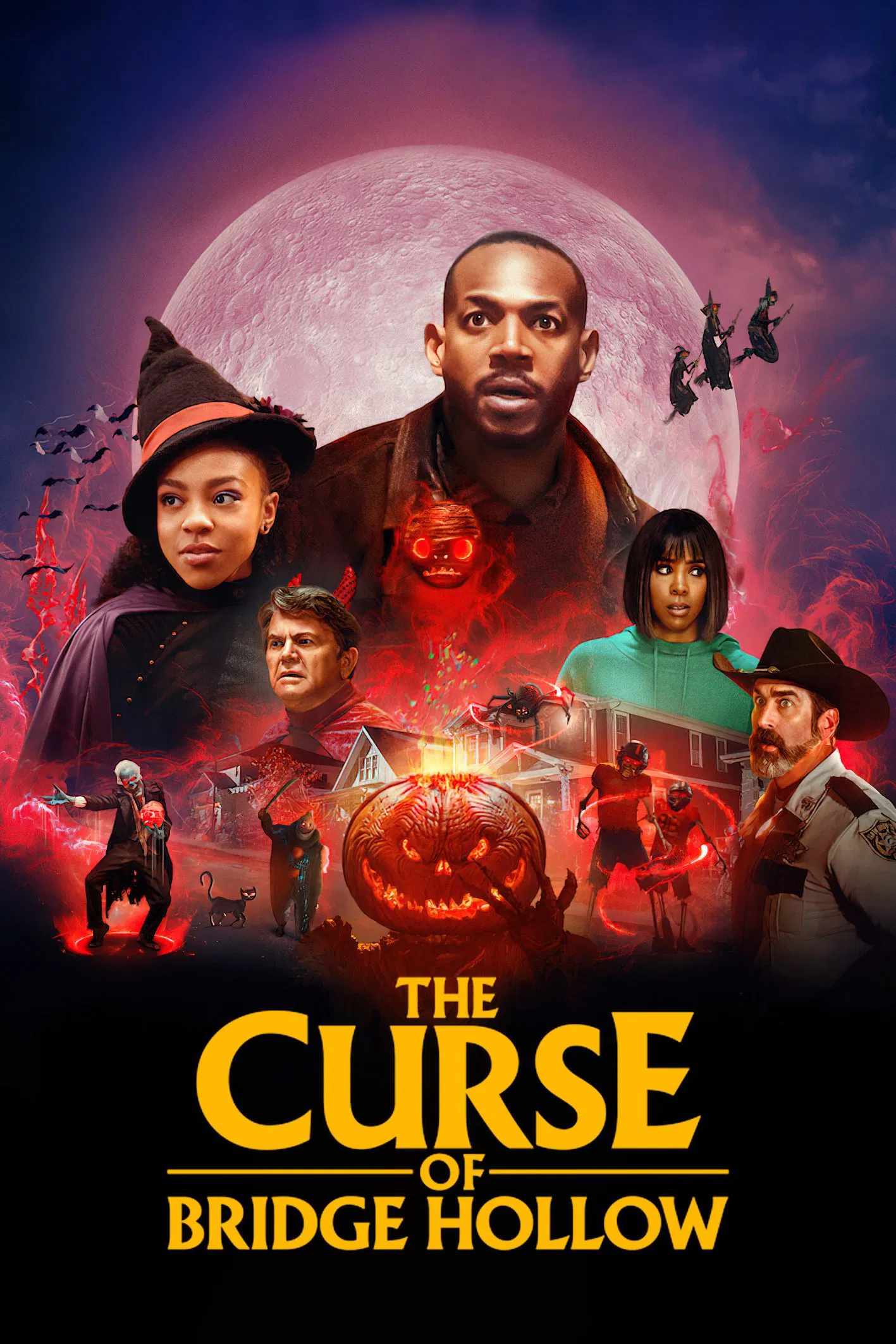 Poster chính thức của phim Phim Phiêu Lưu, Phim Hài "Lời Nguyền Bridge Hollow" (The Curse of Bridge Hollow - 2022), với sự tham gia của diễn viên Marlon Wayans và Priah Ferguson.