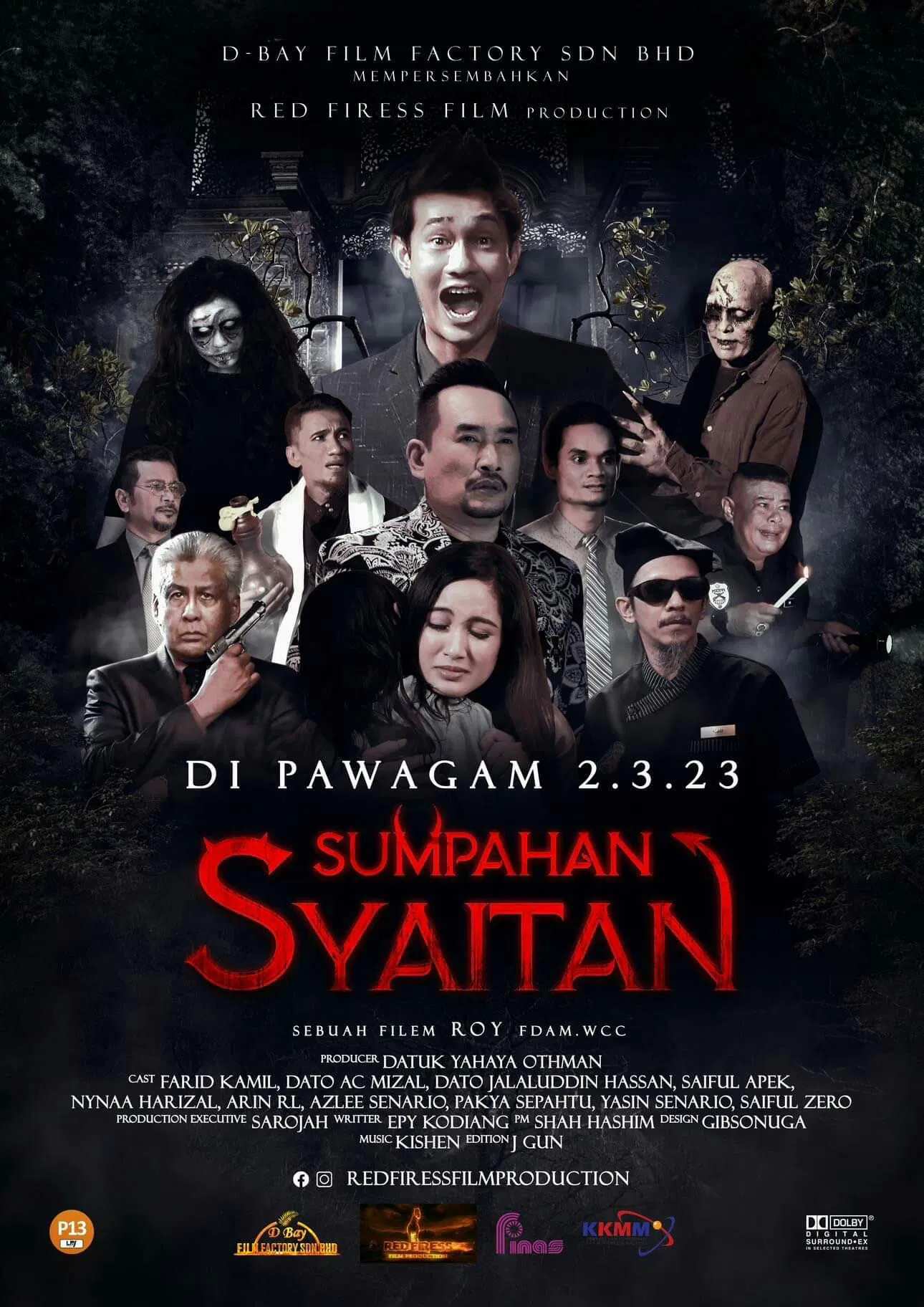 Poster chính thức của phim Phim Kinh Dị, Phim Hài "Lời Nguyền Của Satan" (Satan's Curse - 2023), với sự tham gia của diễn viên Farid Kamil và Jalaluddin Hassan.