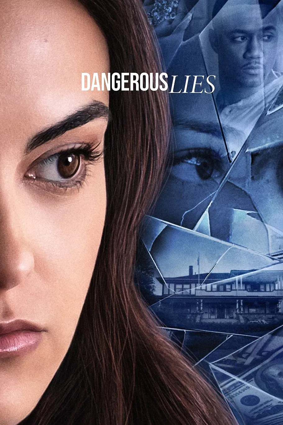 Poster chính thức của phim Phim Giật Gân "Lời Nói Dối Nguy Hiểm" (Dangerous Lies - 2020), với sự tham gia của diễn viên Camila Mendes và Jessie T. Usher.