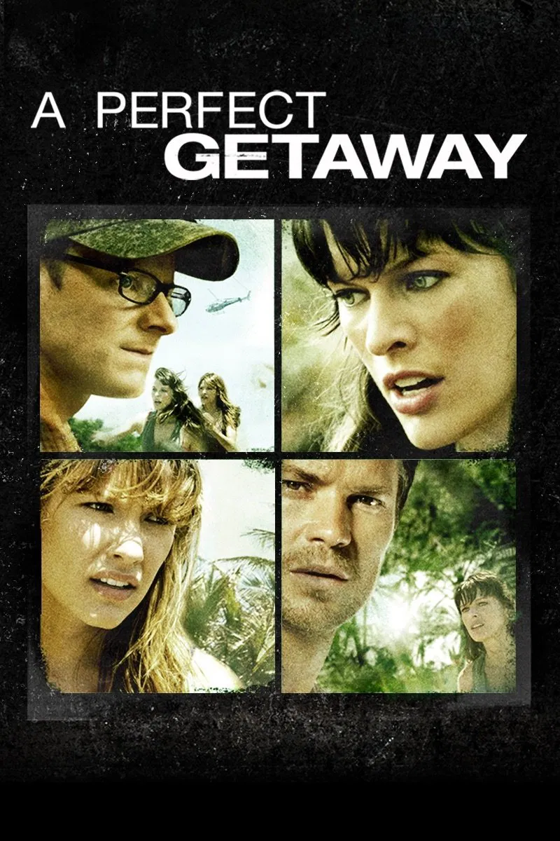Poster chính thức của phim Phim Giật Gân, Phim Bí Ẩn "Lối Thoát Hoàn Hảo" (A Perfect Getaway - 2009), với sự tham gia của diễn viên Steve Zahn và Milla Jovovich.