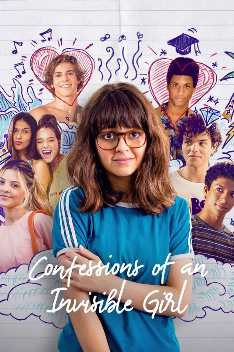Poster chính thức của phim Phim Hài, Phim Tâm Lý "Lời Thú Nhận Của Cô Gái Vô Hình" (Confessions of an Invisible Girl - 2021), với sự tham gia của diễn viên Klara Castanho và Gabriel Lima.