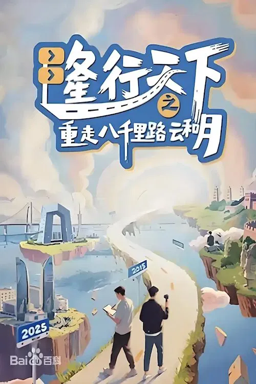 Poster chính thức của phim Phim Tài Liệu "Long Hành Thiên Hạ: Trở Lại Tám Ngàn Dặm Mây Và Trăng" (隆行天下之重走八千里路云和月 - 2025), với sự tham gia của diễn viên Ngô Kỳ Long.
