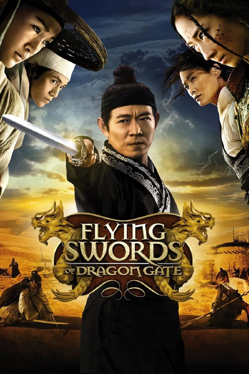 Poster chính thức của phim Phim Hành Động, Phim Phiêu Lưu "Long Môn Phi Giáp" (Flying Swords of Dragon Gate - 2011), với sự tham gia của diễn viên Lý Liên Kiệt và Châu Tấn.