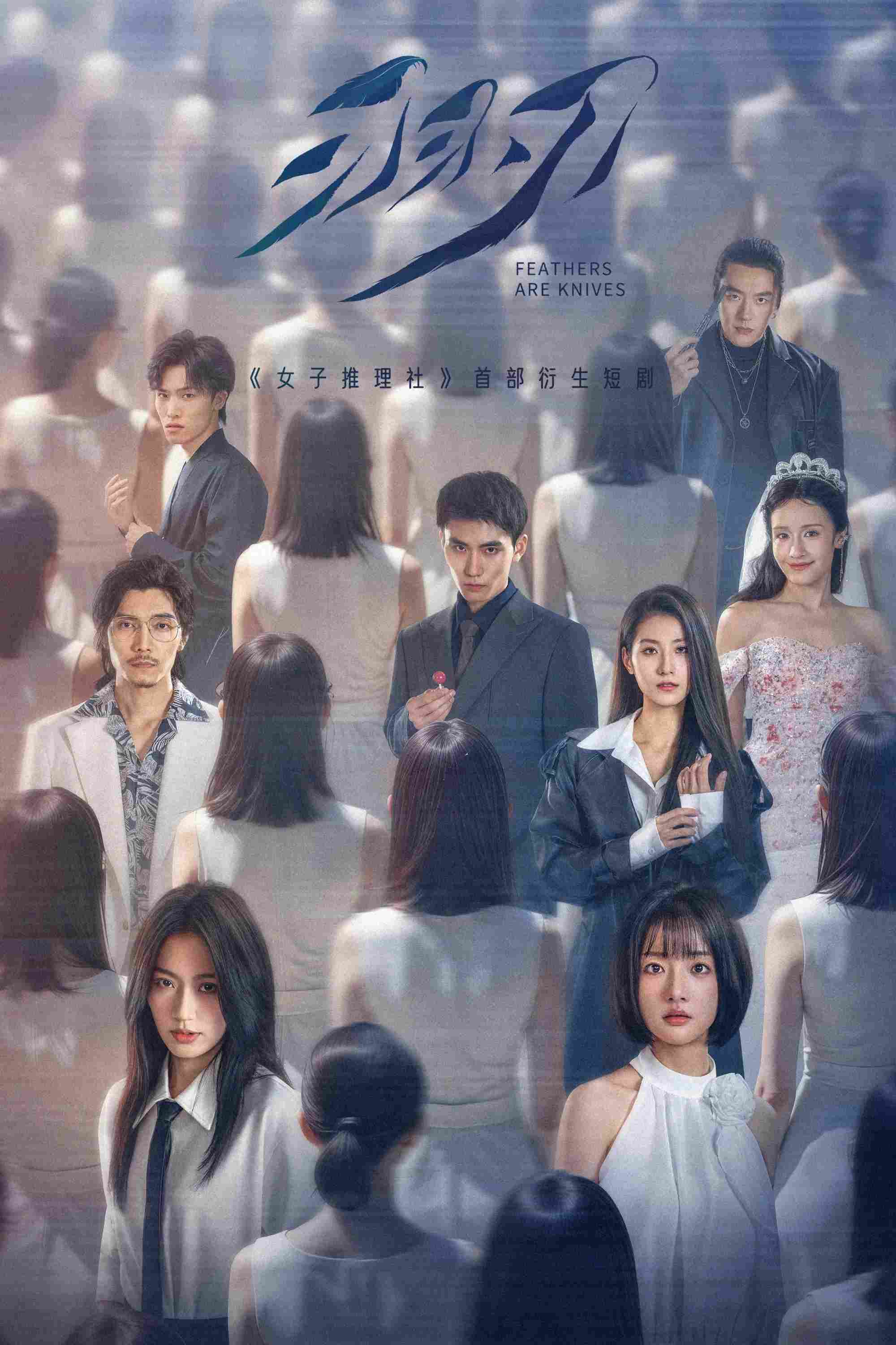 Poster chính thức của phim Phim Tâm Lý, Phim Bí Ẩn "Lông Vũ Hoá Đao" (Feathers Are Knives - 2025), với sự tham gia của diễn viên Bai Cu và Lin Zilin.