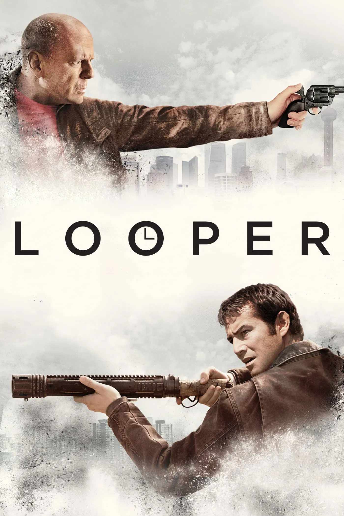 Poster chính thức của phim Phim Hành Động, Phim Giật Gân "Looper" (Looper - 2012), với sự tham gia của diễn viên Joseph Gordon-Levitt và Bruce Willis.