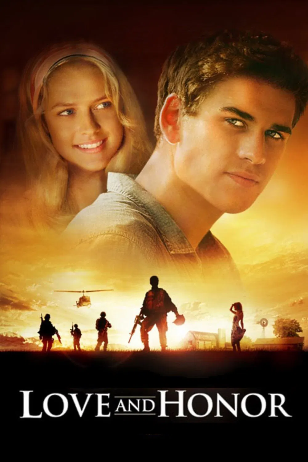 Poster chính thức của phim Phim Tâm Lý, Phim Tình Cảm "Love and Honor" (Love and Honor - 2013), với sự tham gia của diễn viên Liam Hemsworth và Austin Stowell.