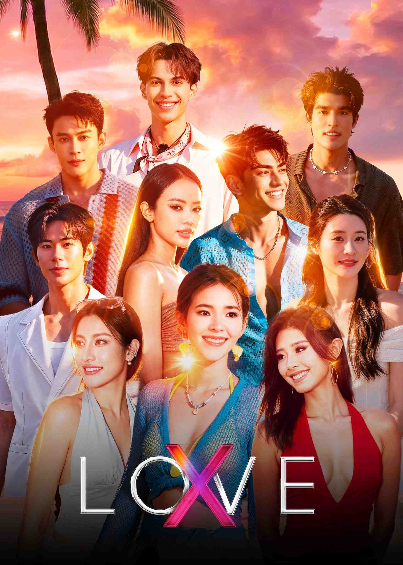 Poster chính thức của phim Truyền Hình Thực Tế "LOVE (X)" (LOVE (X) - 2025), với sự tham gia của diễn viên Ramida Jiranorraphat và Sirin Horwang.