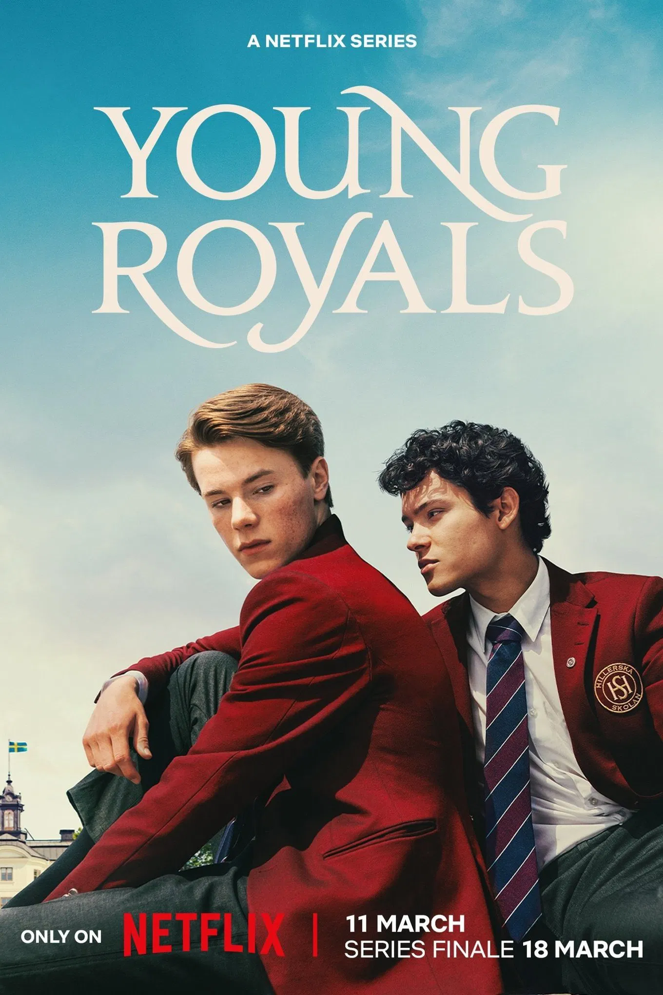 Poster chính thức của phim Phim Tâm Lý "Lựa chọn của thái tử" (Young Royals - 2021), với sự tham gia của diễn viên Edvin Ryding và Omar Rudberg.