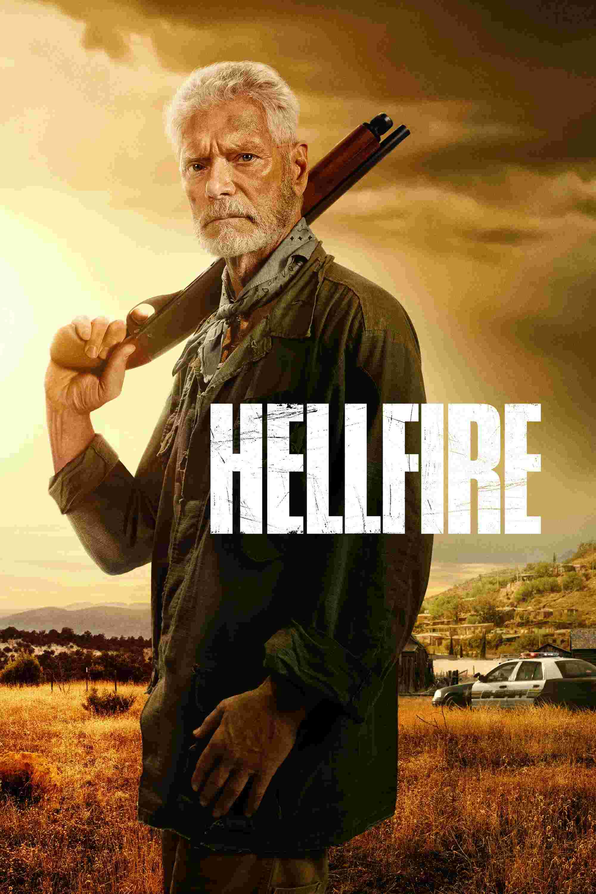 Poster chính thức của phim Phim Hành Động, Phim Giật Gân "Lửa Địa Ngục" (Hellfire - 2026), với sự tham gia của diễn viên Stephen Lang và Harvey Keitel.