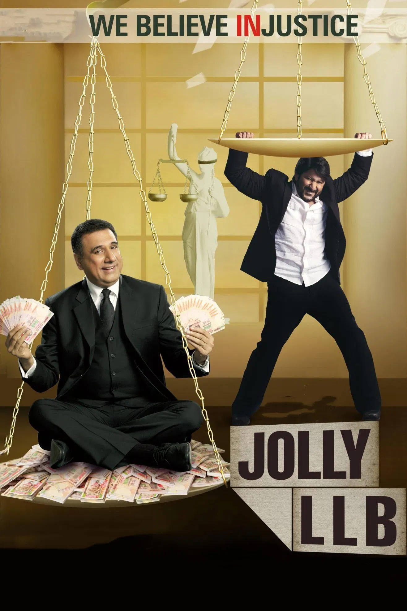 Poster chính thức của phim Phim Hài, Phim Tâm Lý "Luật Sư Jolly" (Jolly LLB - 2013), với sự tham gia của diễn viên Arshad Warsi và Boman Irani.