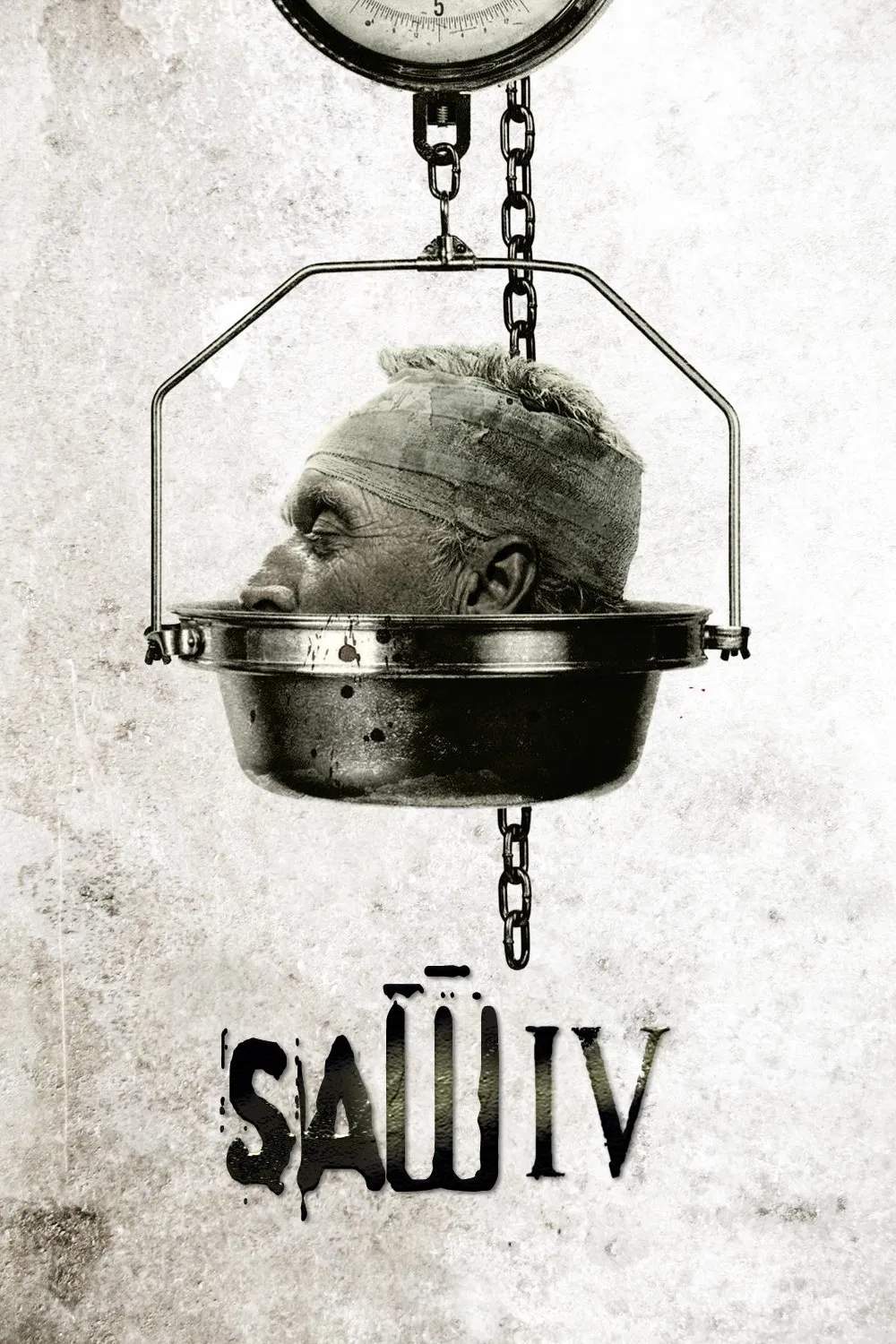 Poster chính thức của phim Phim Kinh Dị, Phim Giật Gân "Lưỡi cưa IV" (Saw IV - 2007), với sự tham gia của diễn viên Tobin Bell và Costas Mandylor.