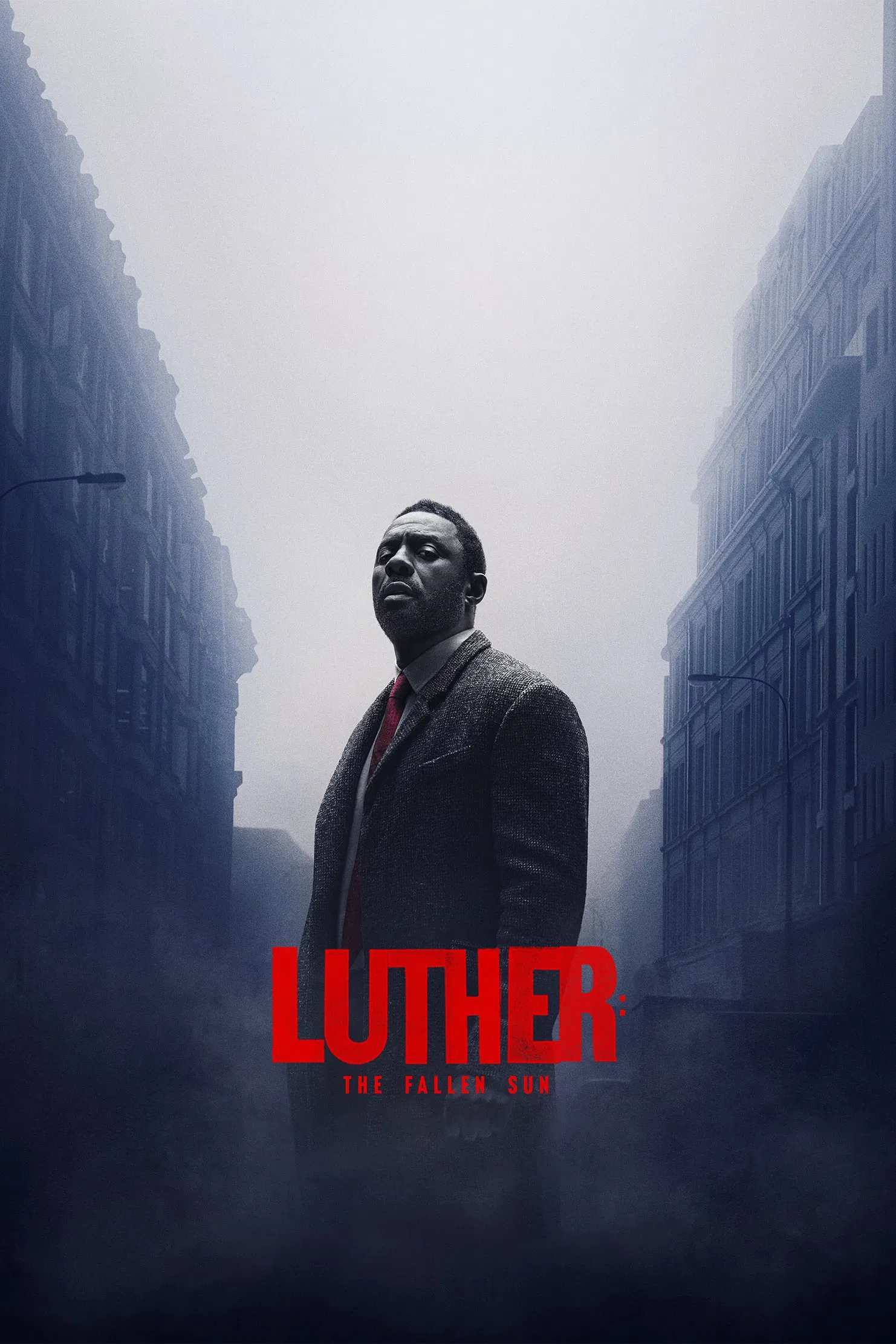 Poster chính thức của phim Phim Hình Sự, Phim Bí Ẩn "Luther: Mặt Trời Lặn" (Luther: The Fallen Sun - 2023), với sự tham gia của diễn viên Idris Elba và Cynthia Erivo.