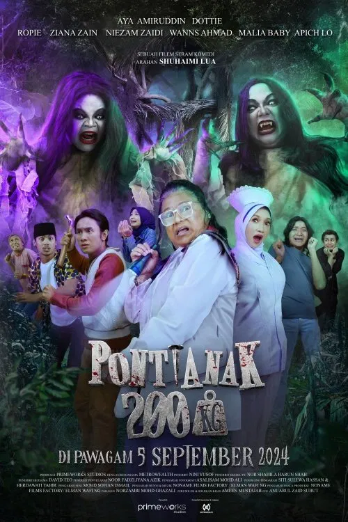 Poster chính thức của phim Phim Hài, Phim Kinh Dị "Ma Cà Rồng 200Kg" (200KG Vampire - 2024), với sự tham gia của diễn viên Ropie Cecupak và Ziana Zain.