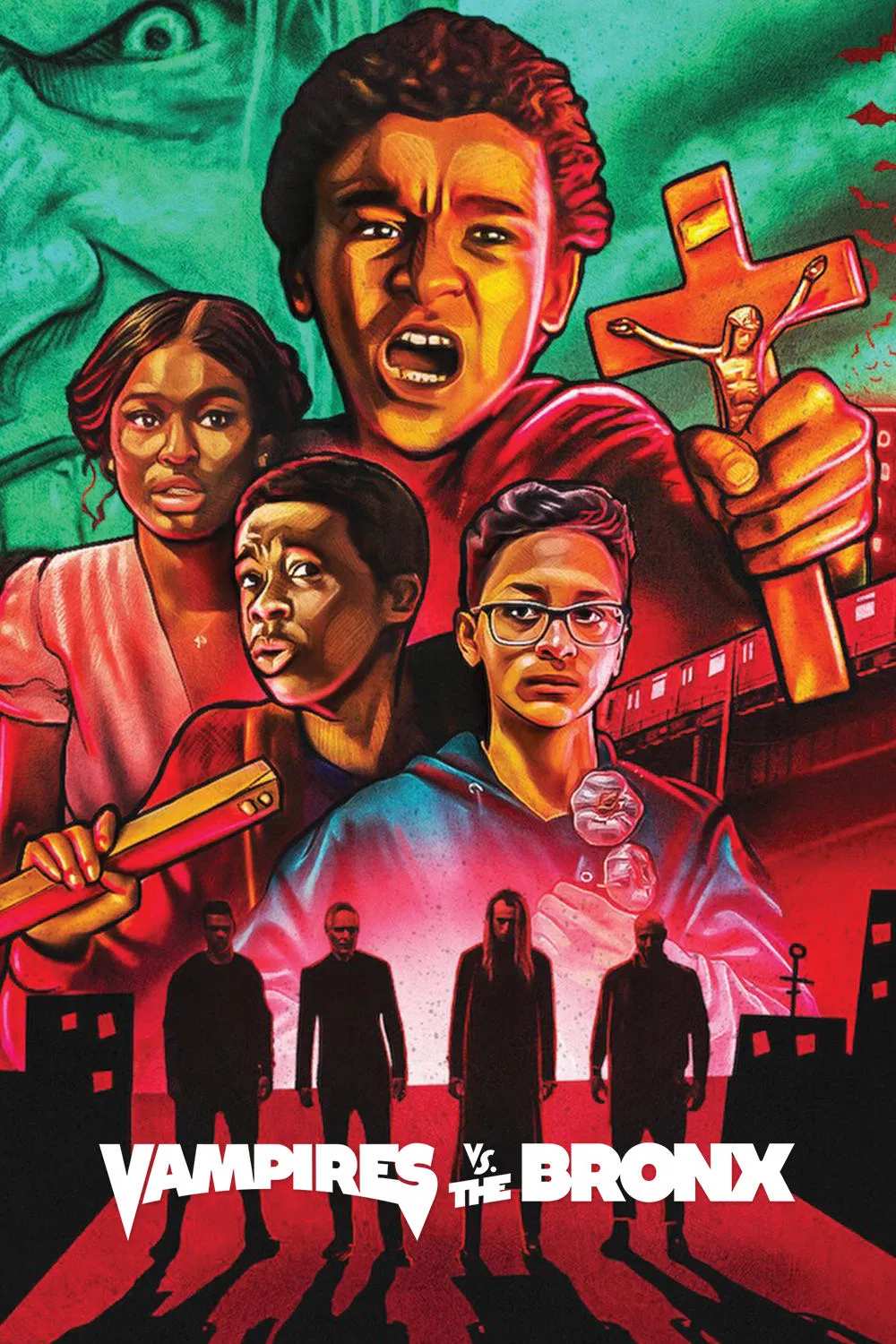 Poster chính thức của phim Phim Hài, Phim Kinh Dị "Ma Cà Rồng Ở Quận Bronx" (Vampires vs. the Bronx - 2020), với sự tham gia của diễn viên Jaden Michael và Gerald Jones.