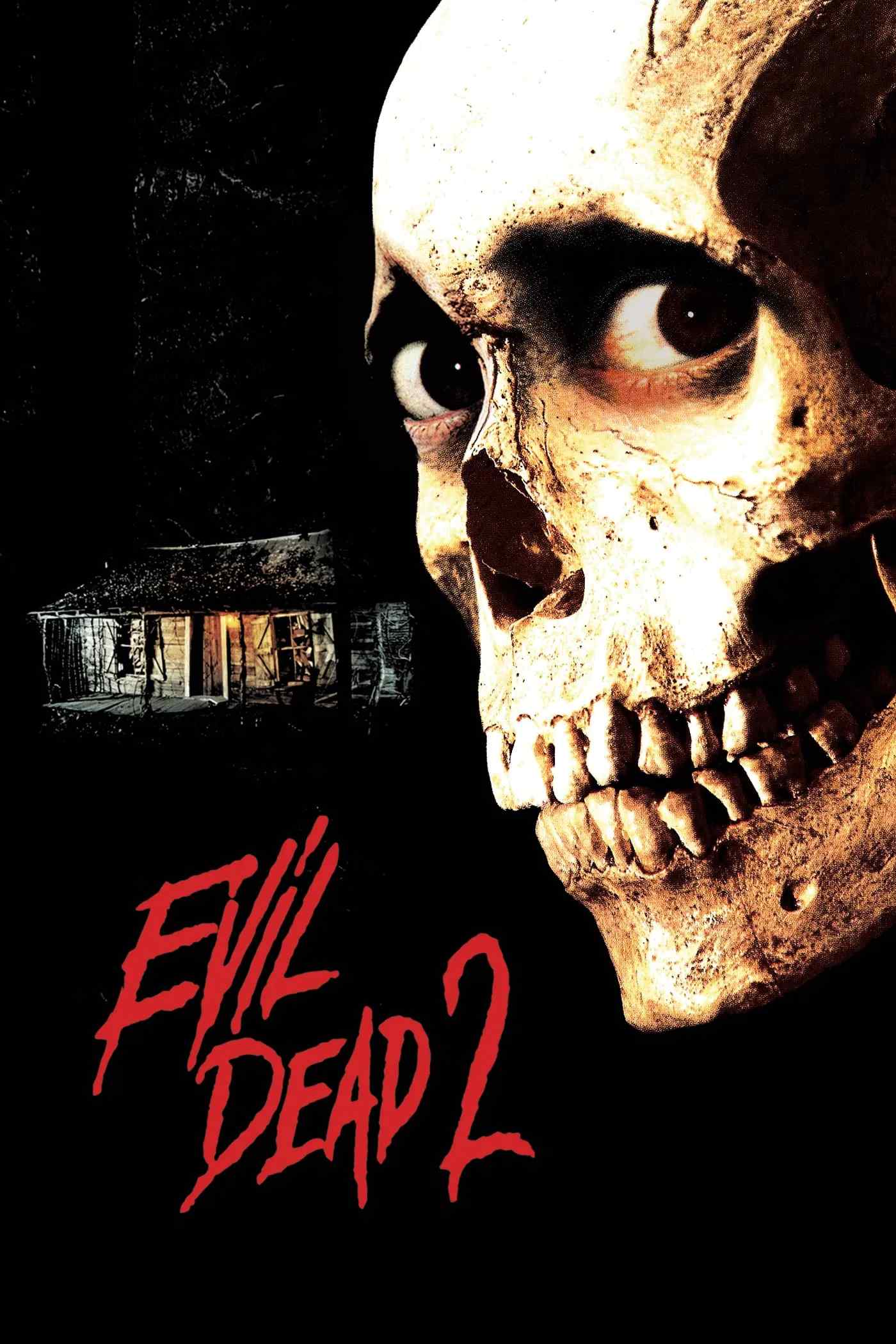 Poster chính thức của phim Phim Kinh Dị, Phim Hài "Ma Cây 2" (Evil Dead II - 1987), với sự tham gia của diễn viên Bruce Campbell và Sarah Berry.