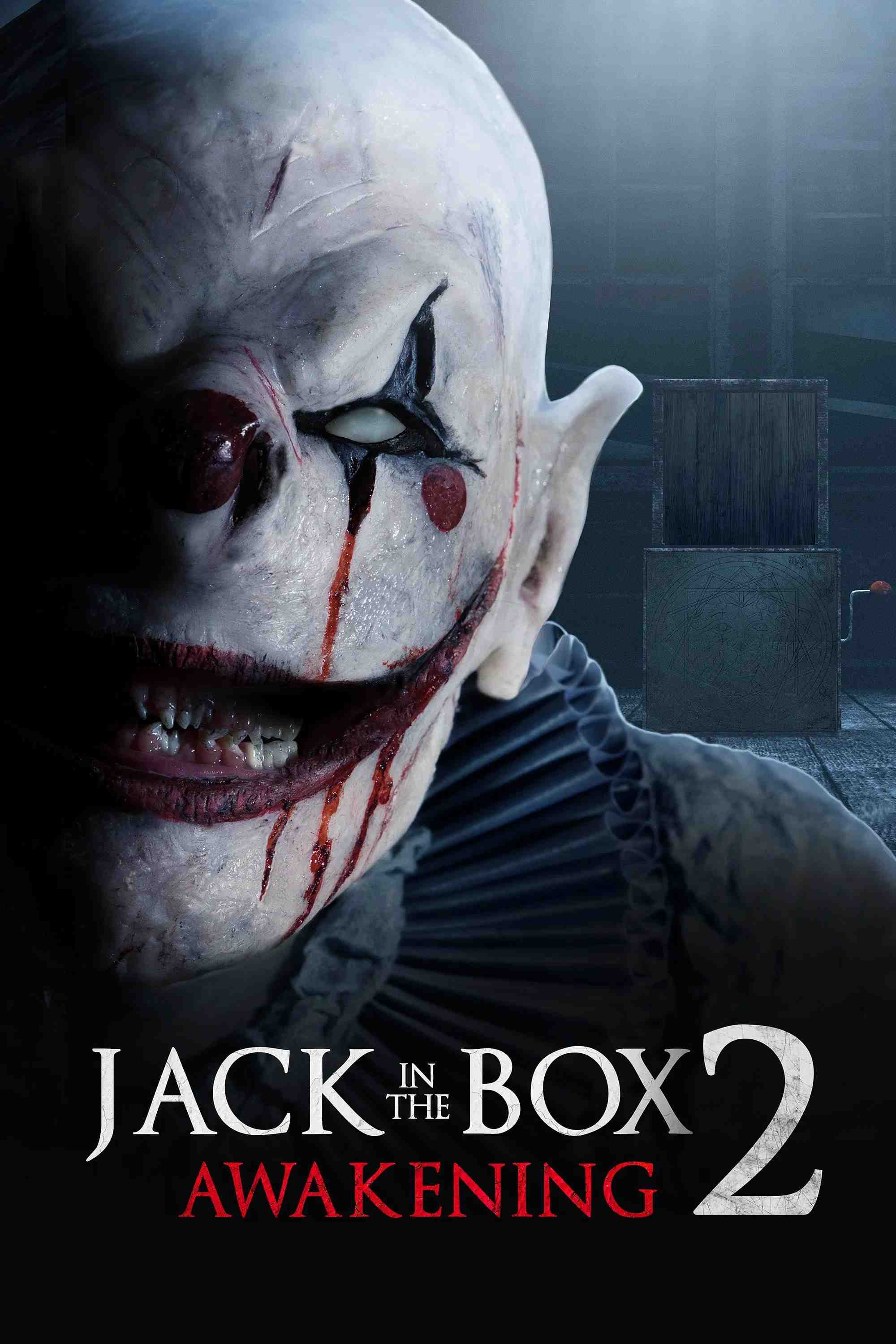 Poster chính thức của phim Phim Kinh Dị "Ma Hề Trong Hộp 2 Thức Tỉnh" (The Jack in the Box: Awakening - 2022), với sự tham gia của diễn viên Matt McClure và Mollie Hindle-Pérez.