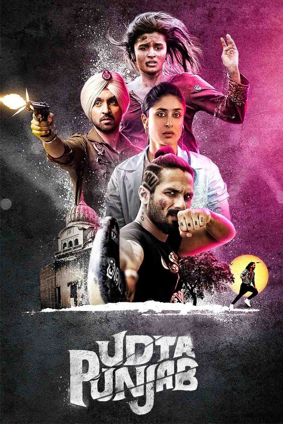 Poster chính thức của phim Phim Hình Sự, Phim Tâm Lý "Ma lực chất trắng" (Udta Punjab - 2016), với sự tham gia của diễn viên Shahid Kapoor và Alia Bhatt.