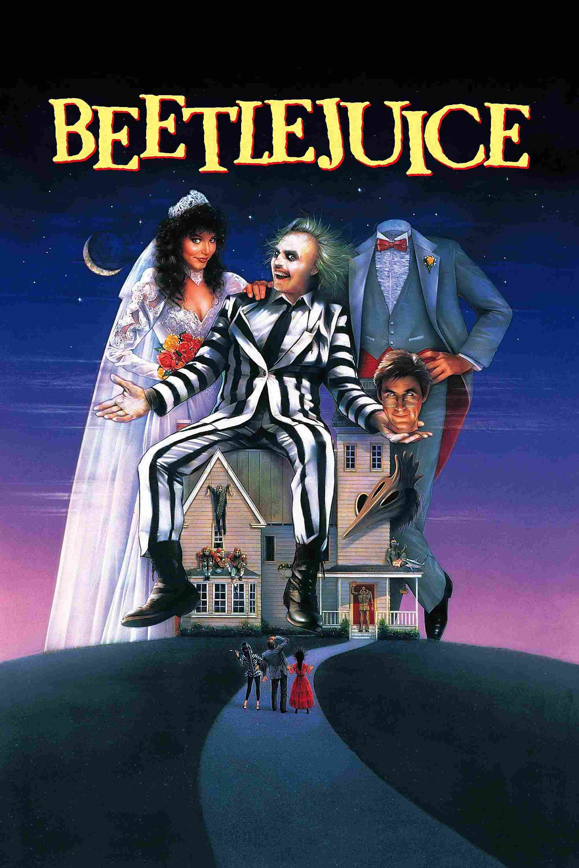 Poster chính thức của phim Phim Giả Tượng, Phim Hài "Ma Siêu Quậy" (Beetlejuice - 1988), với sự tham gia của diễn viên Alec Baldwin và Geena Davis.