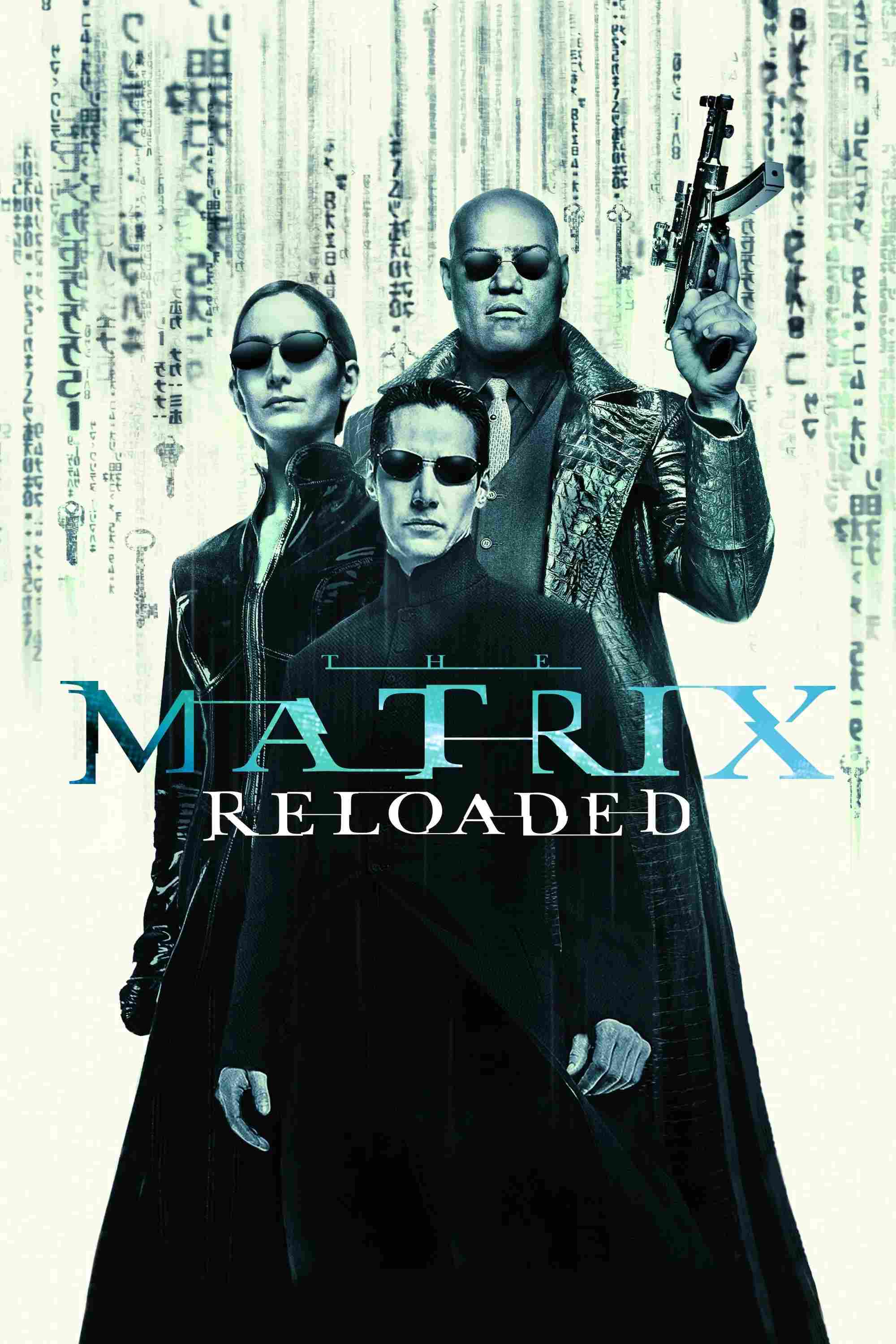 Poster chính thức của phim Phim Phiêu Lưu, Phim Hành Động "Ma Trận 2: Tái Lập" (The Matrix Reloaded - 2003), với sự tham gia của diễn viên Keanu Reeves và Laurence Fishburne.