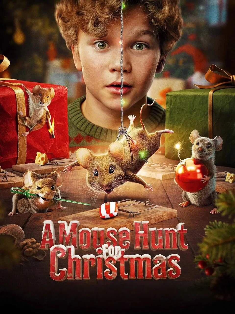 Poster chính thức của phim Phim Gia Đình, Phim Hoạt Hình "Mắc Bẫy Lũ Tí Quậy" (A Mouse Hunt for Christmas - 2025), với sự tham gia của diễn viên Pål Sverre Hagen và Sara Khorami.