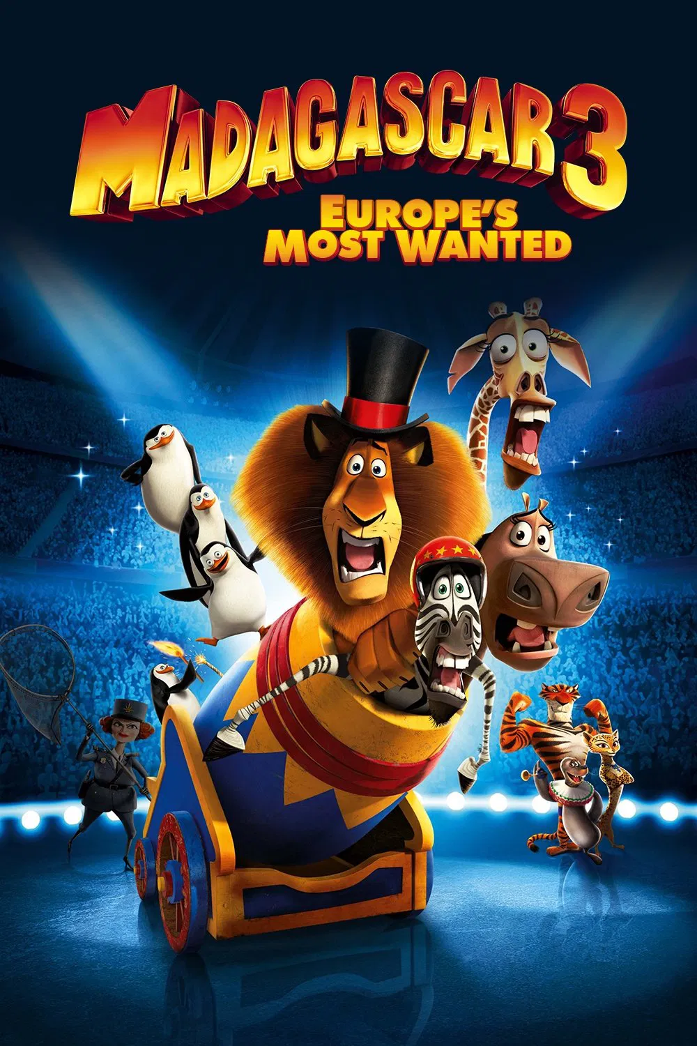 Poster chính thức của phim Phim Hoạt Hình, Phim Gia Đình "Madagascar 3: Thần Tượng Châu Âu" (Madagascar 3: Europe's Most Wanted - 2012), với sự tham gia của diễn viên Ben Stiller và Chris Rock.